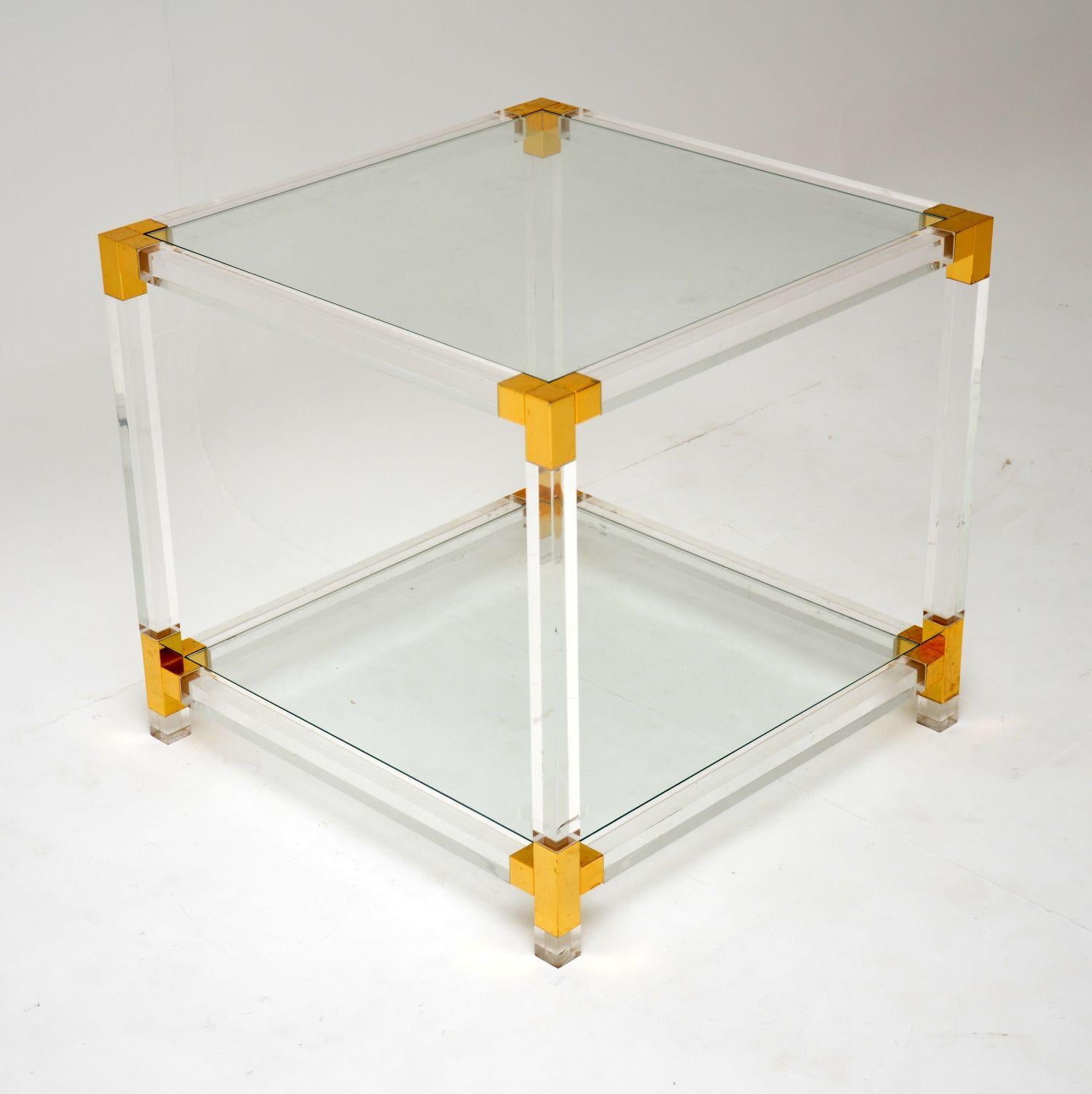 Mid-Century Modern 1970s Vintage Glass and Acrylic Coffee / Side Table