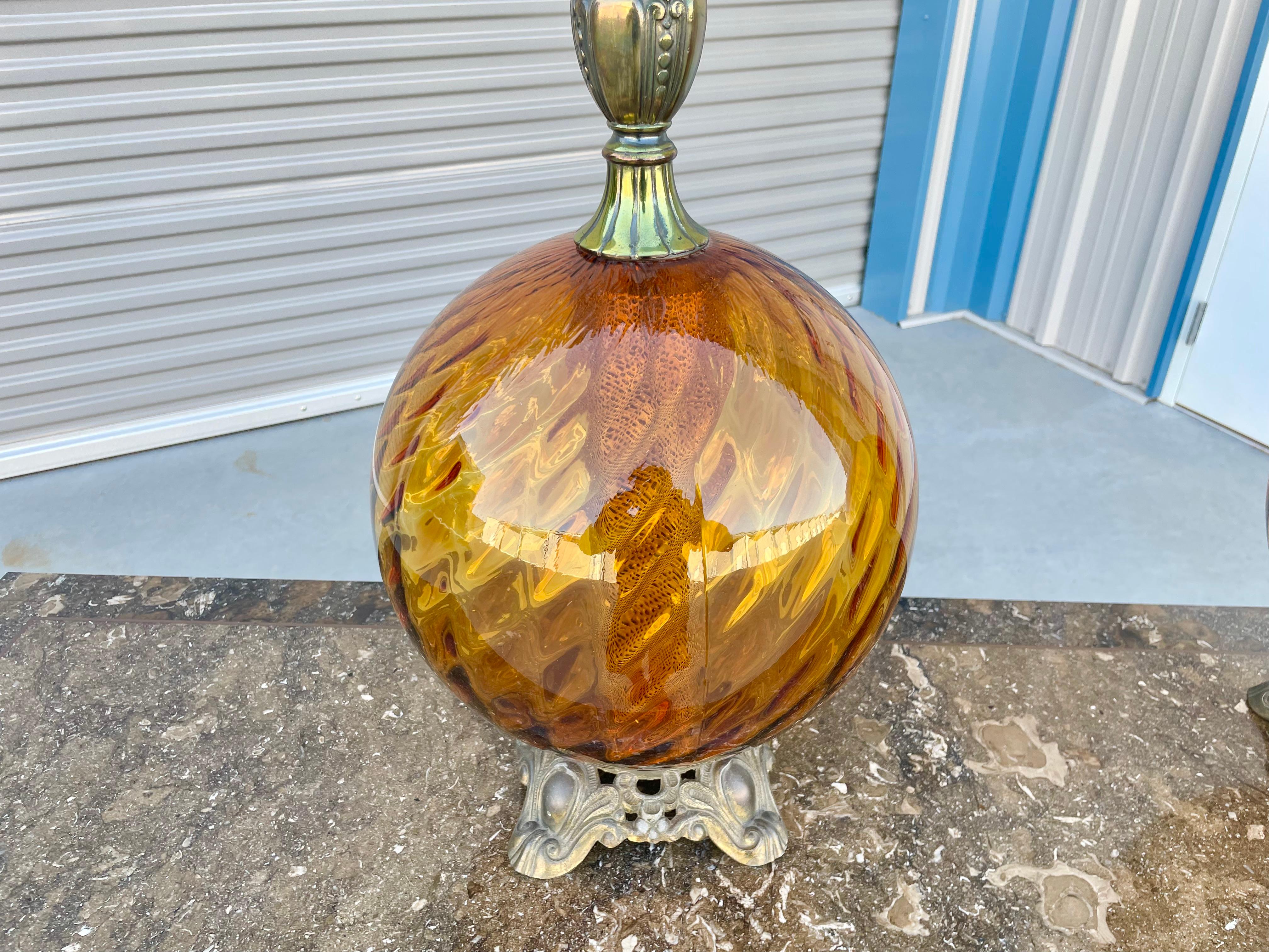 1970s Vintage Glass Sphere Lamps - a Pair For Sale 1