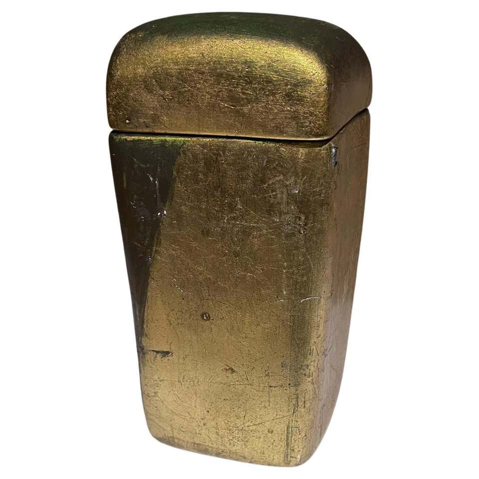 Vintage Geometric Ceramic Container With Lid For Sale at 1stDibs