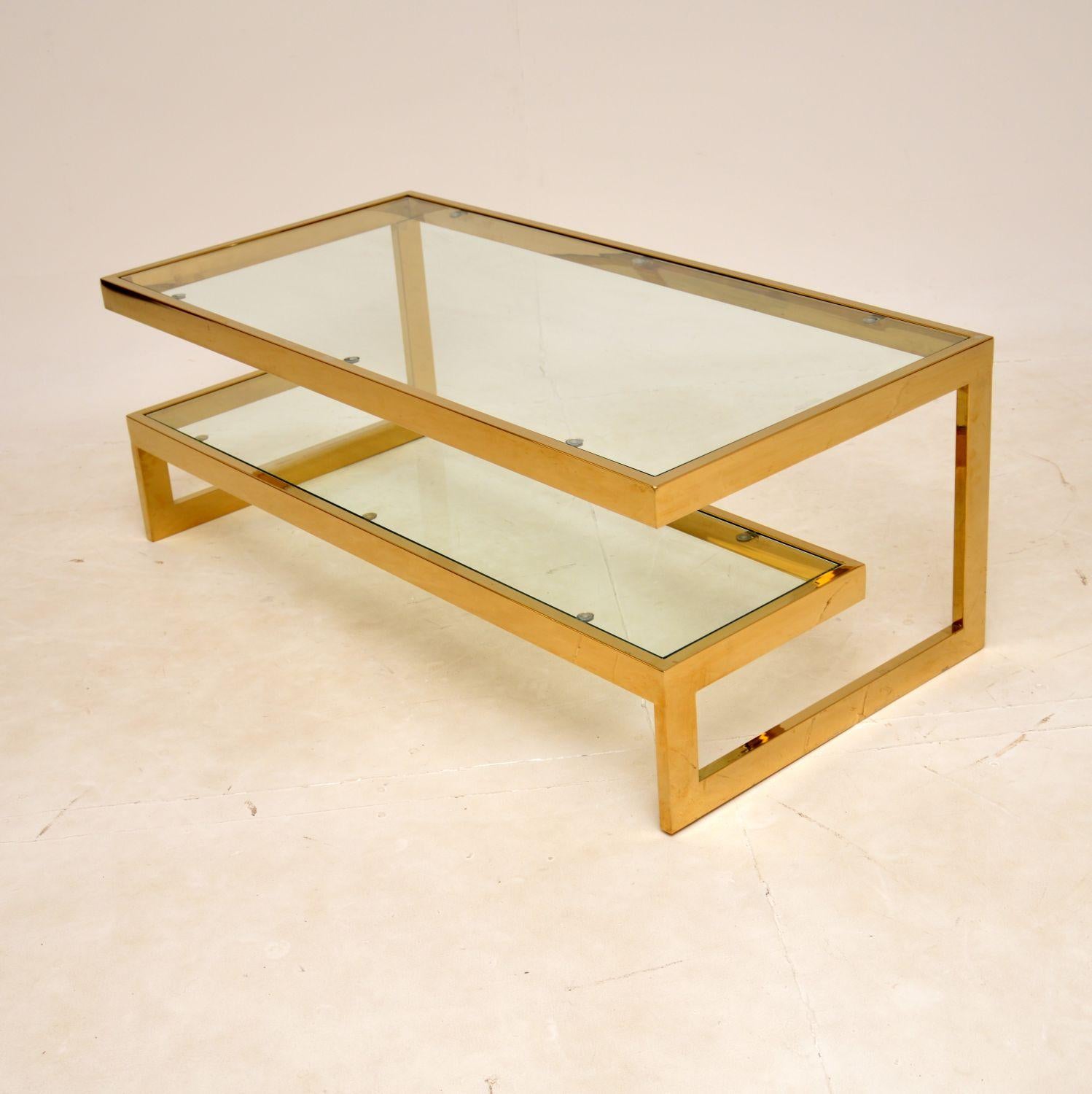 Mid-Century Modern 1970s Vintage Gold Plated Coffee Table For Sale
