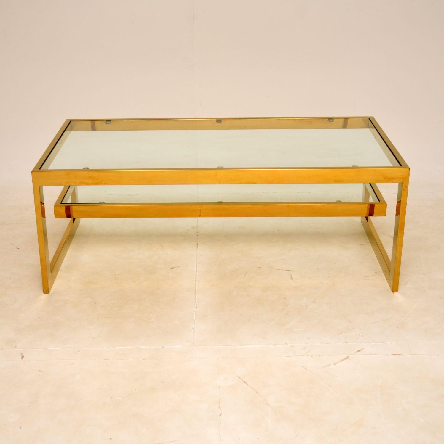 1970s Vintage Gold Plated Coffee Table In Good Condition For Sale In London, GB