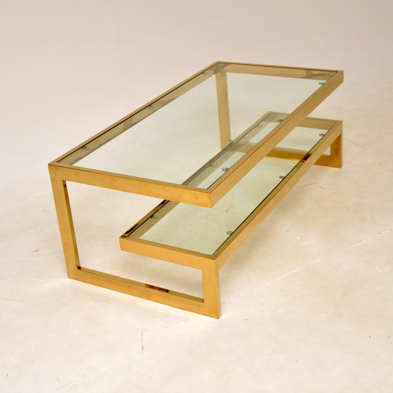 Late 20th Century 1970s Vintage Gold Plated Coffee Table For Sale