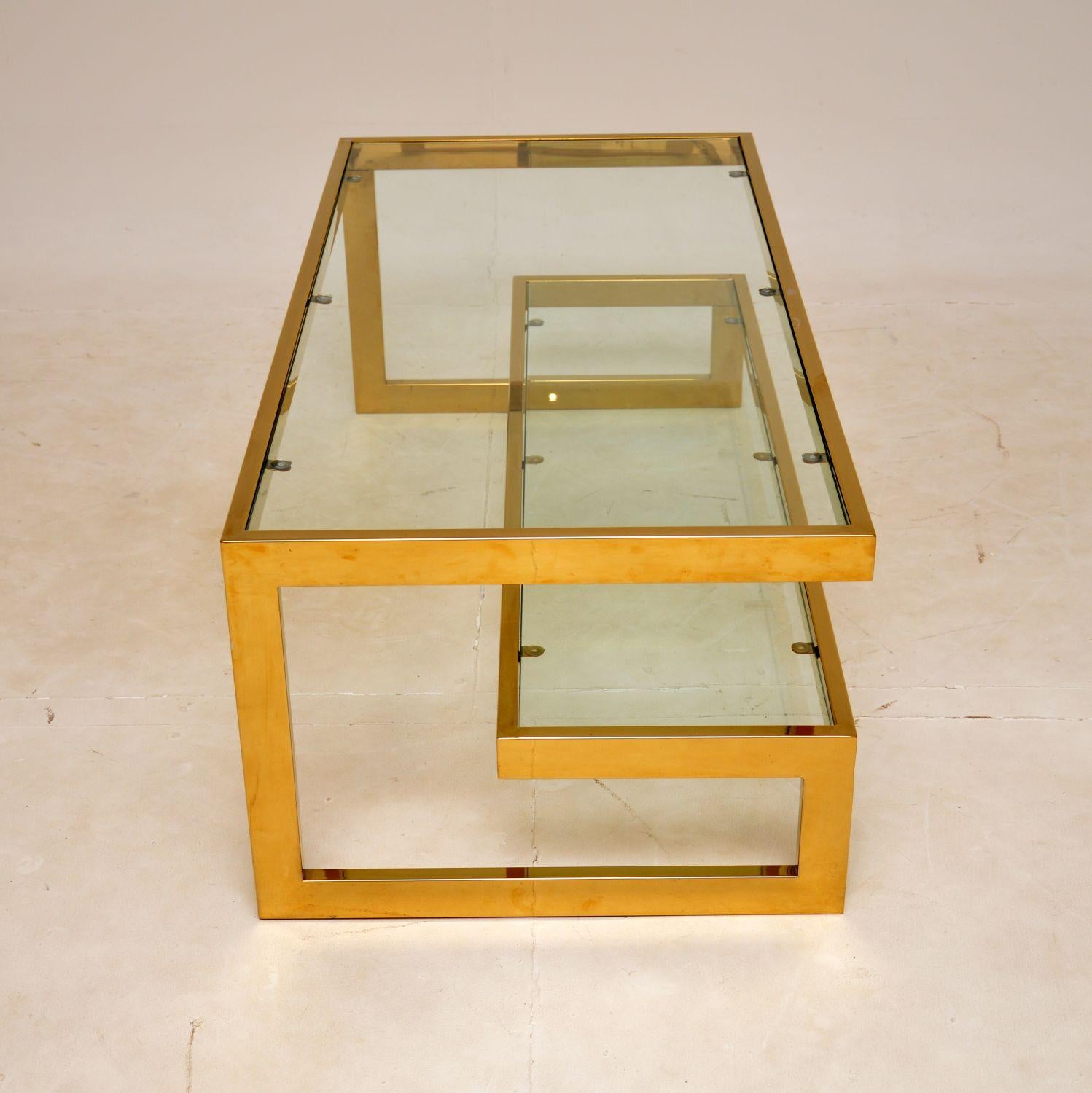 1970s Vintage Gold Plated Coffee Table For Sale 1