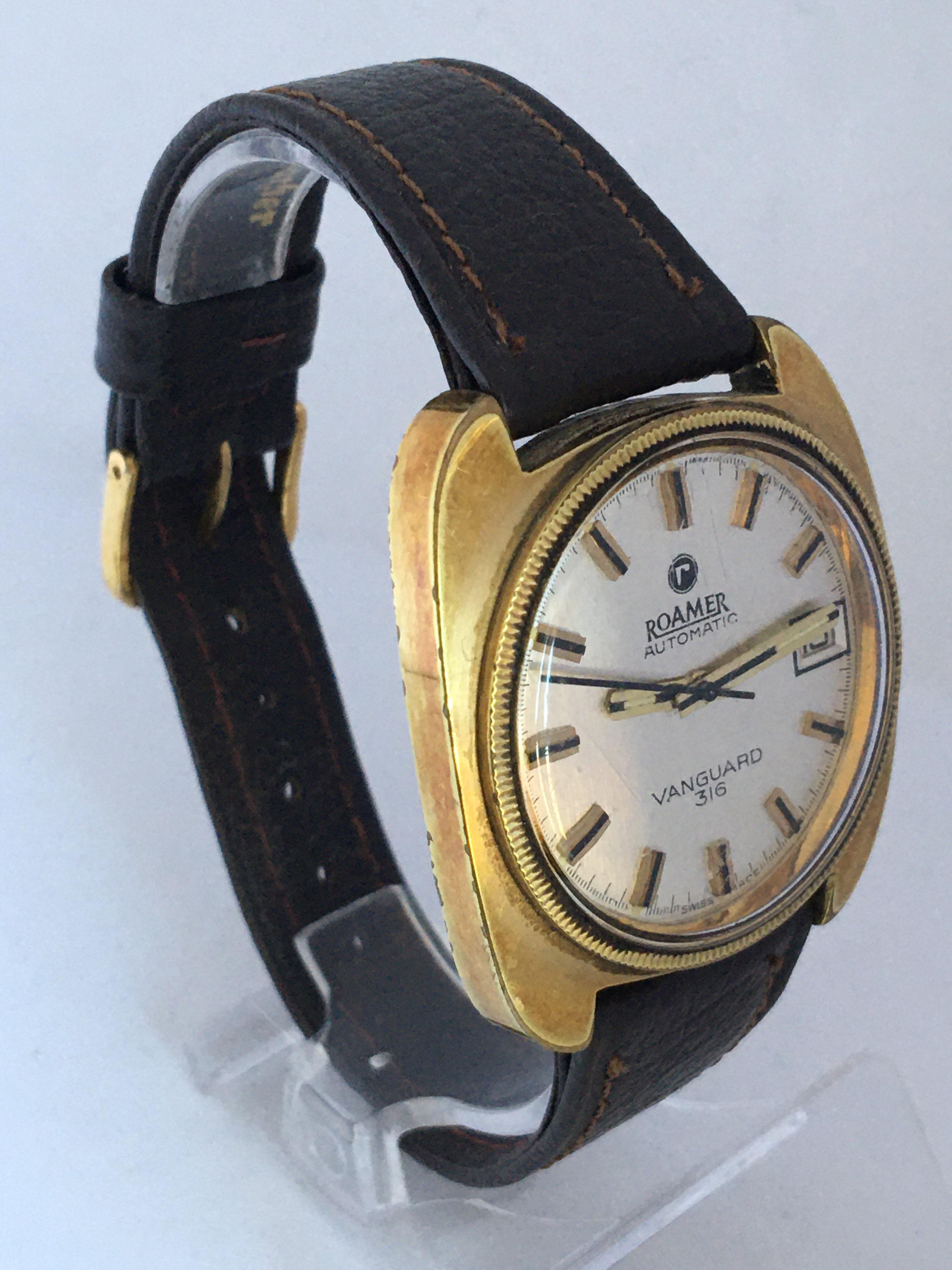 1970s vintage Gold-Plated / Stainless Steel Roamer Automatic Vanguard 316 Watch For Sale 5