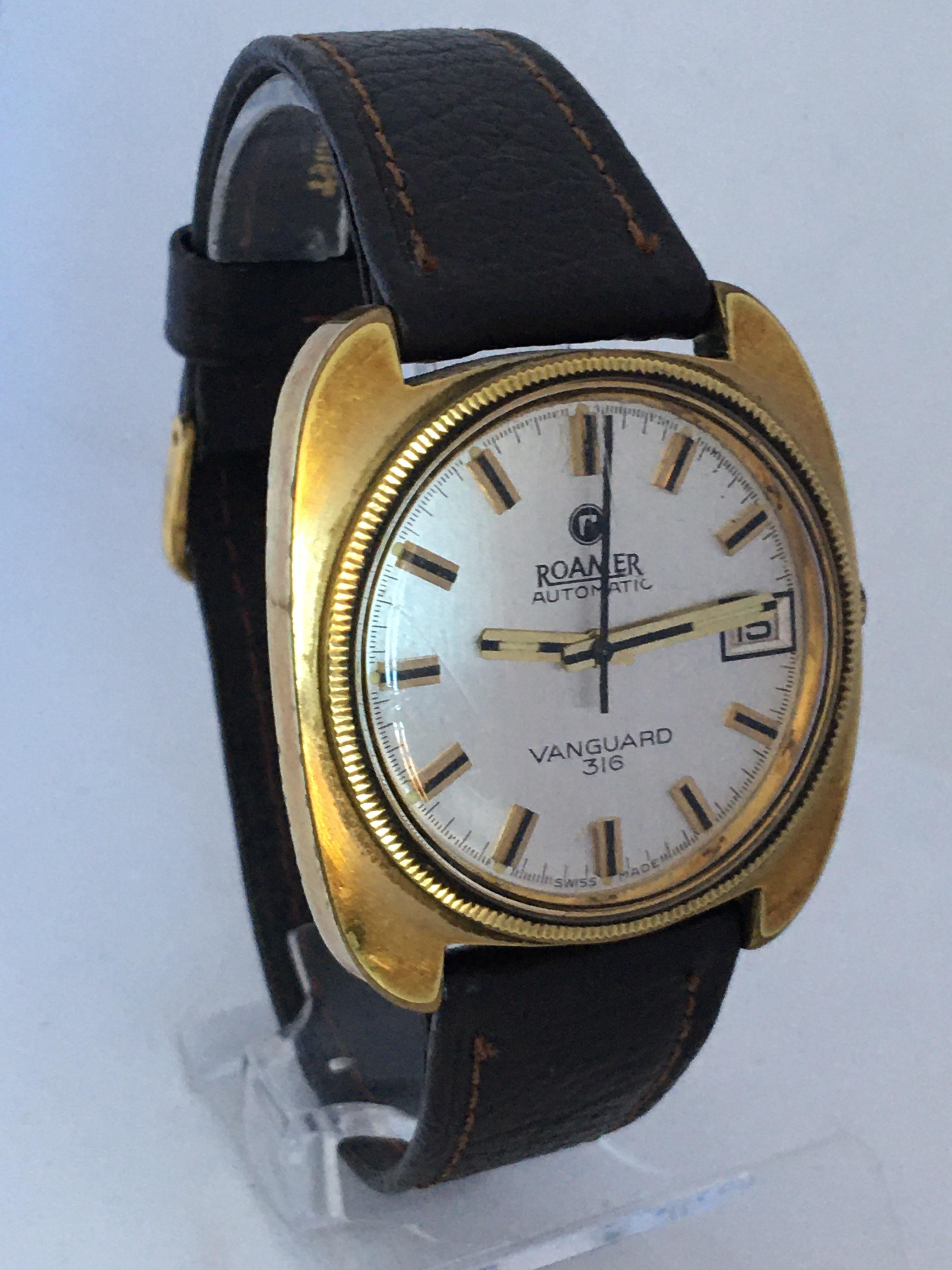 1970s vintage Gold-Plated / Stainless Steel Roamer Automatic Vanguard 316 Watch For Sale 6
