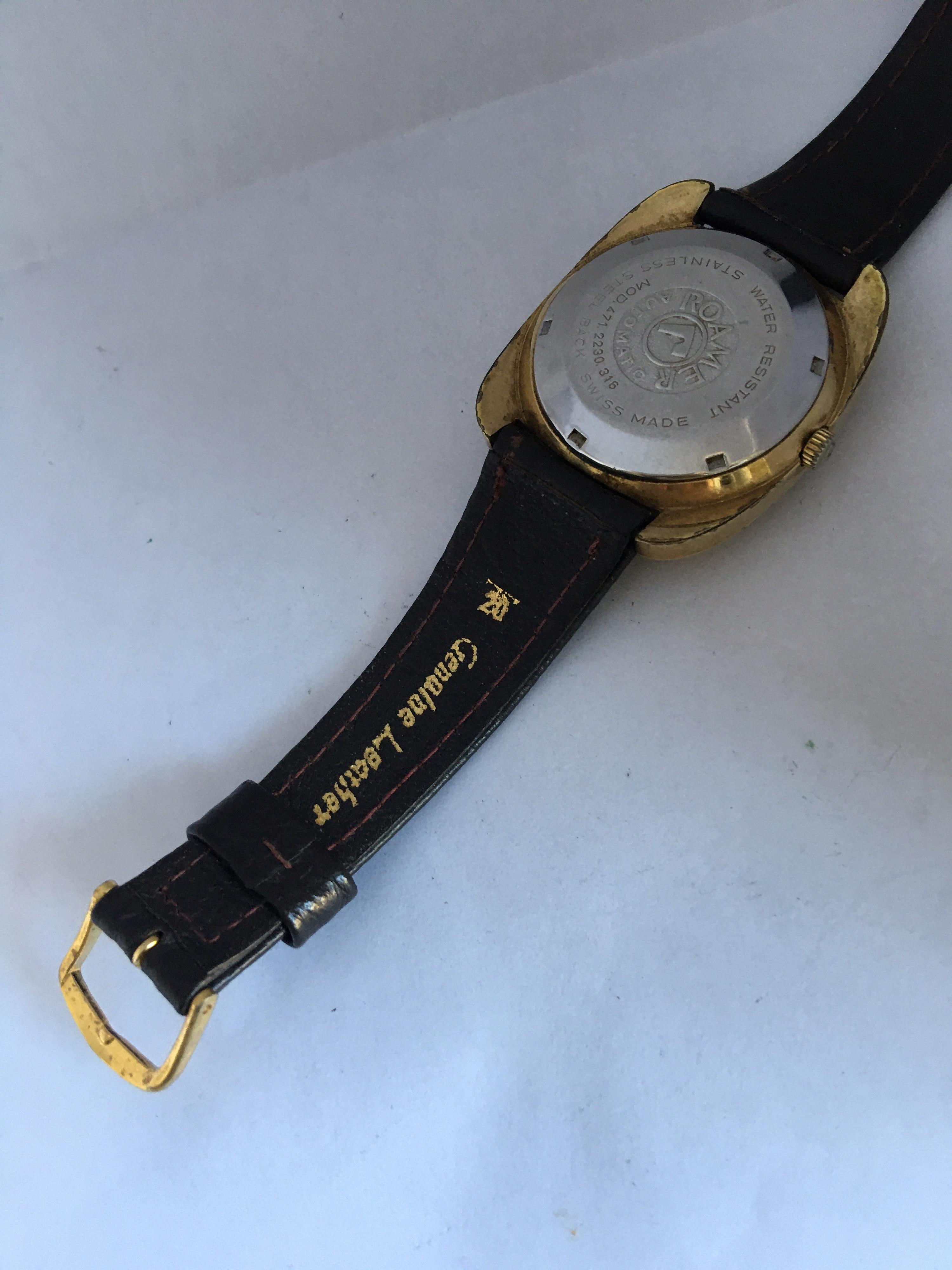 Women's or Men's 1970s vintage Gold-Plated / Stainless Steel Roamer Automatic Vanguard 316 Watch For Sale
