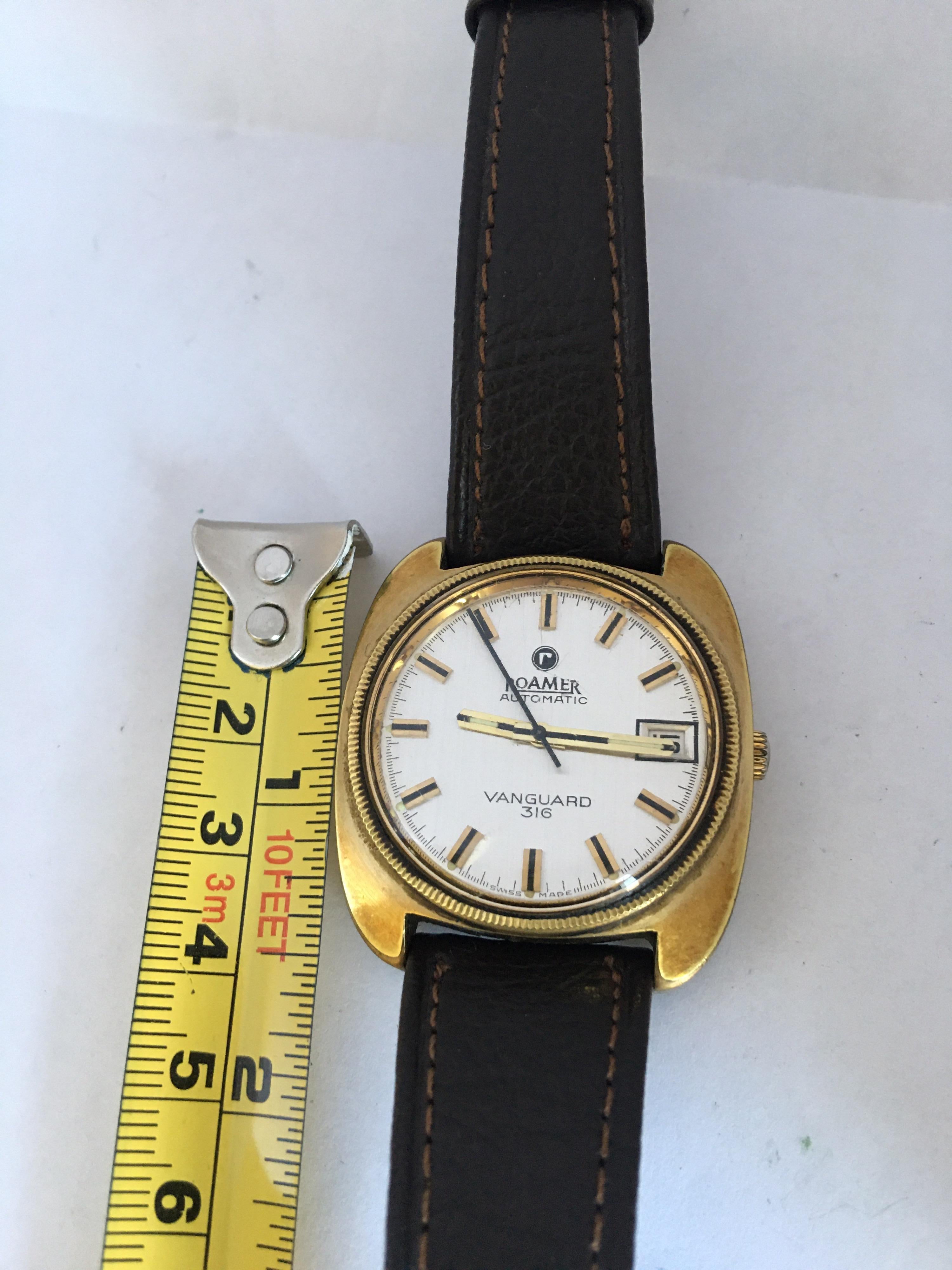 1970s vintage Gold-Plated / Stainless Steel Roamer Automatic Vanguard 316 Watch For Sale 1