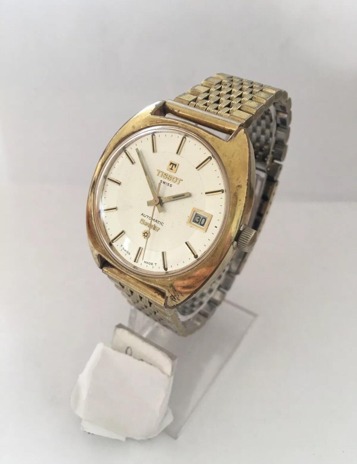 1970s Vintage Gold-Plated Stainless Steel Tissot Automatic Seastar For Sale 4