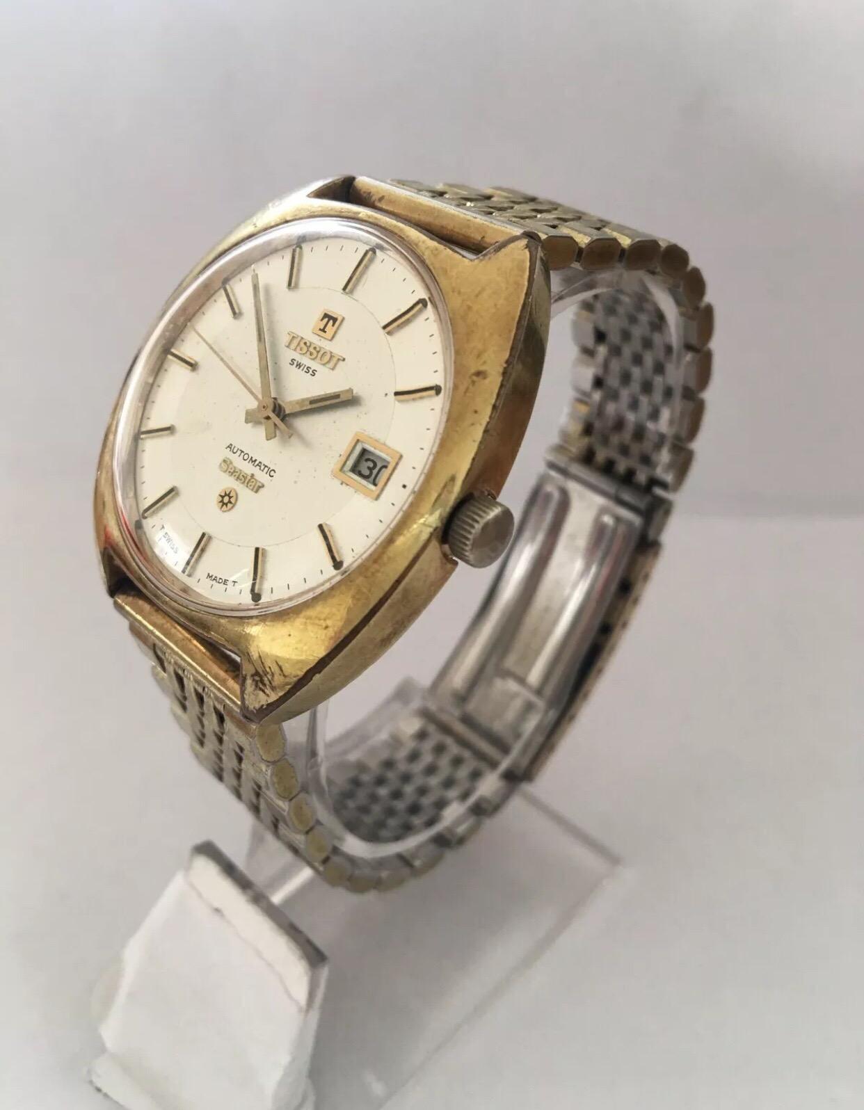 1970’s Vintage Gold Plated Tissot Automatic Seastar

This beautiful vintage self winding (automatic) watch is working and running well. Visible signs of ageing and wear with small and light surface marks on the glass and on the watch case as shown.