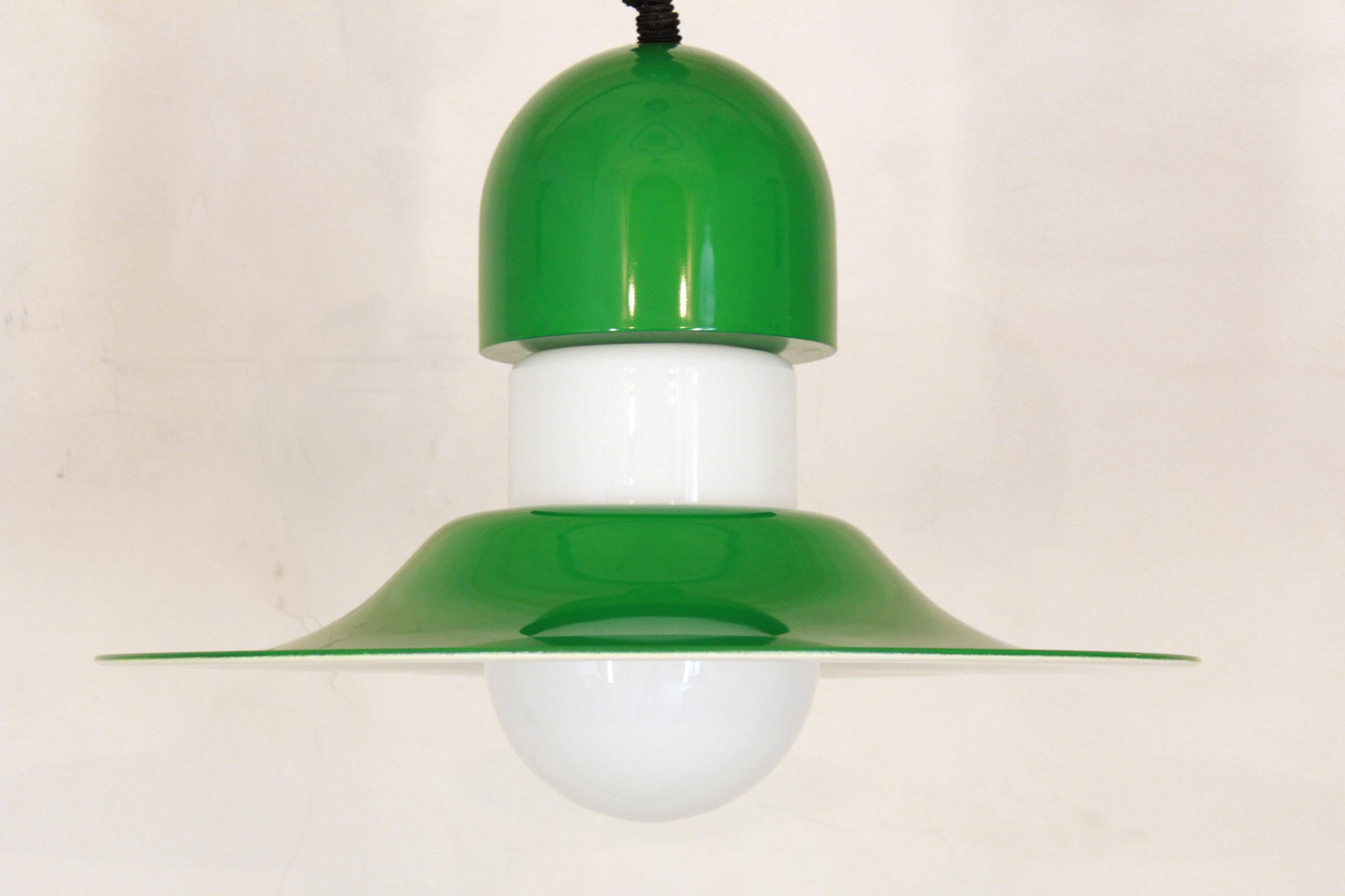 Italian Vintage Green Pendant by Vico Magistretti for Artemide, Italy 1970s For Sale