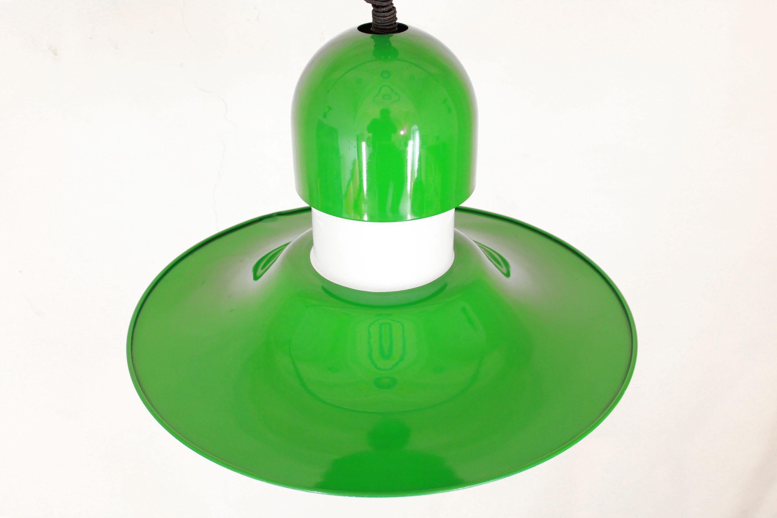 Opaline Glass Vintage Green Pendant by Vico Magistretti for Artemide, Italy 1970s For Sale