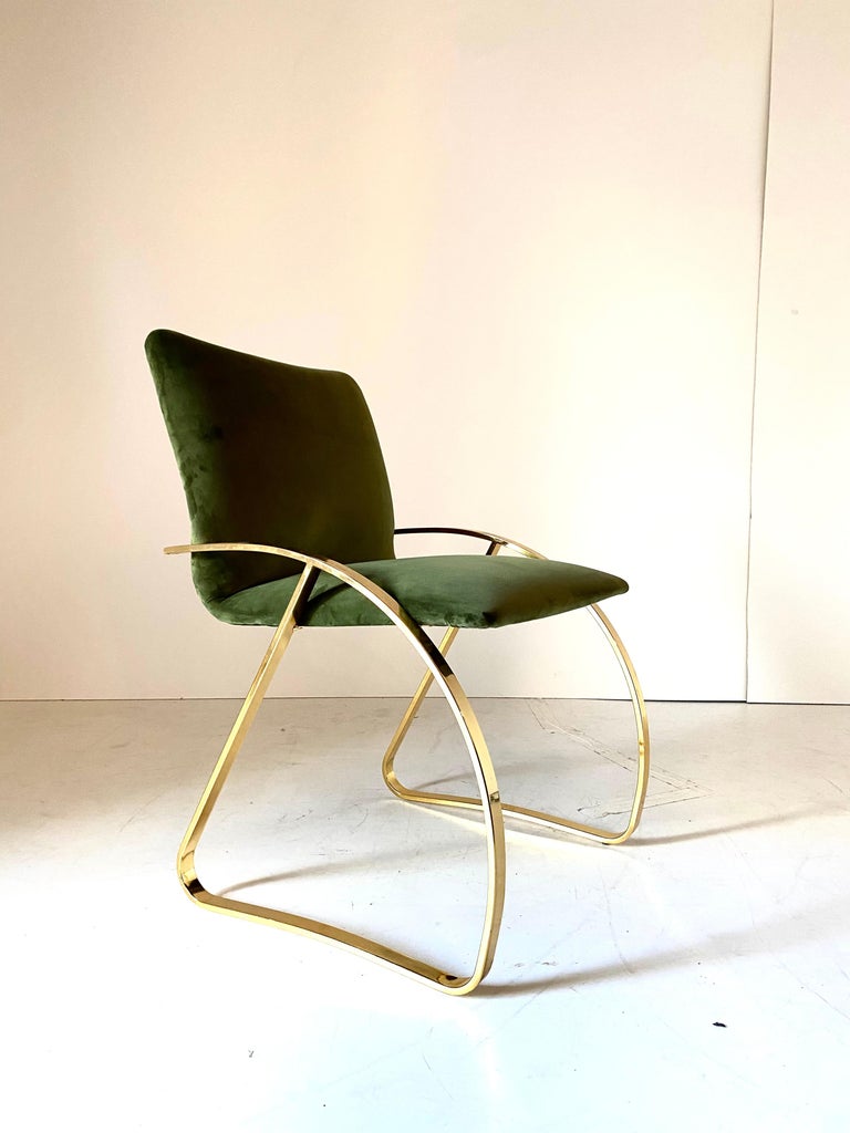 1970s Vintage Green Velvet Chairs For Sale at 1stDibs