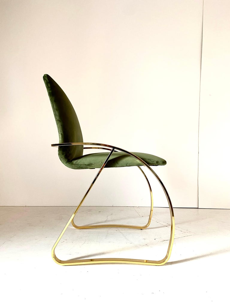 1970s Vintage Green Velvet Chairs For Sale at 1stDibs