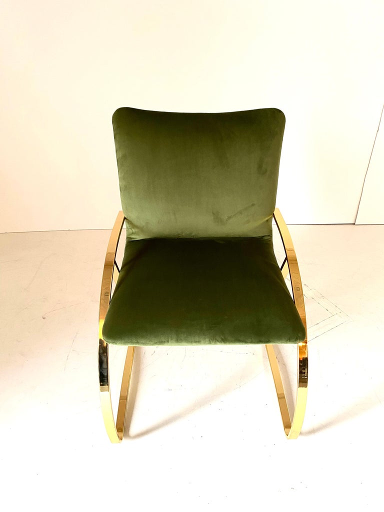 1970s Vintage Green Velvet Chairs For Sale at 1stDibs