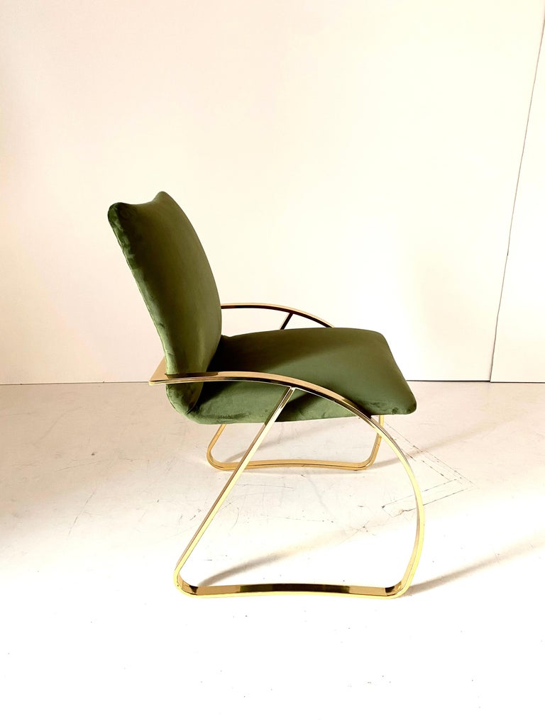 1970s Vintage Green Velvet Chairs For Sale at 1stDibs