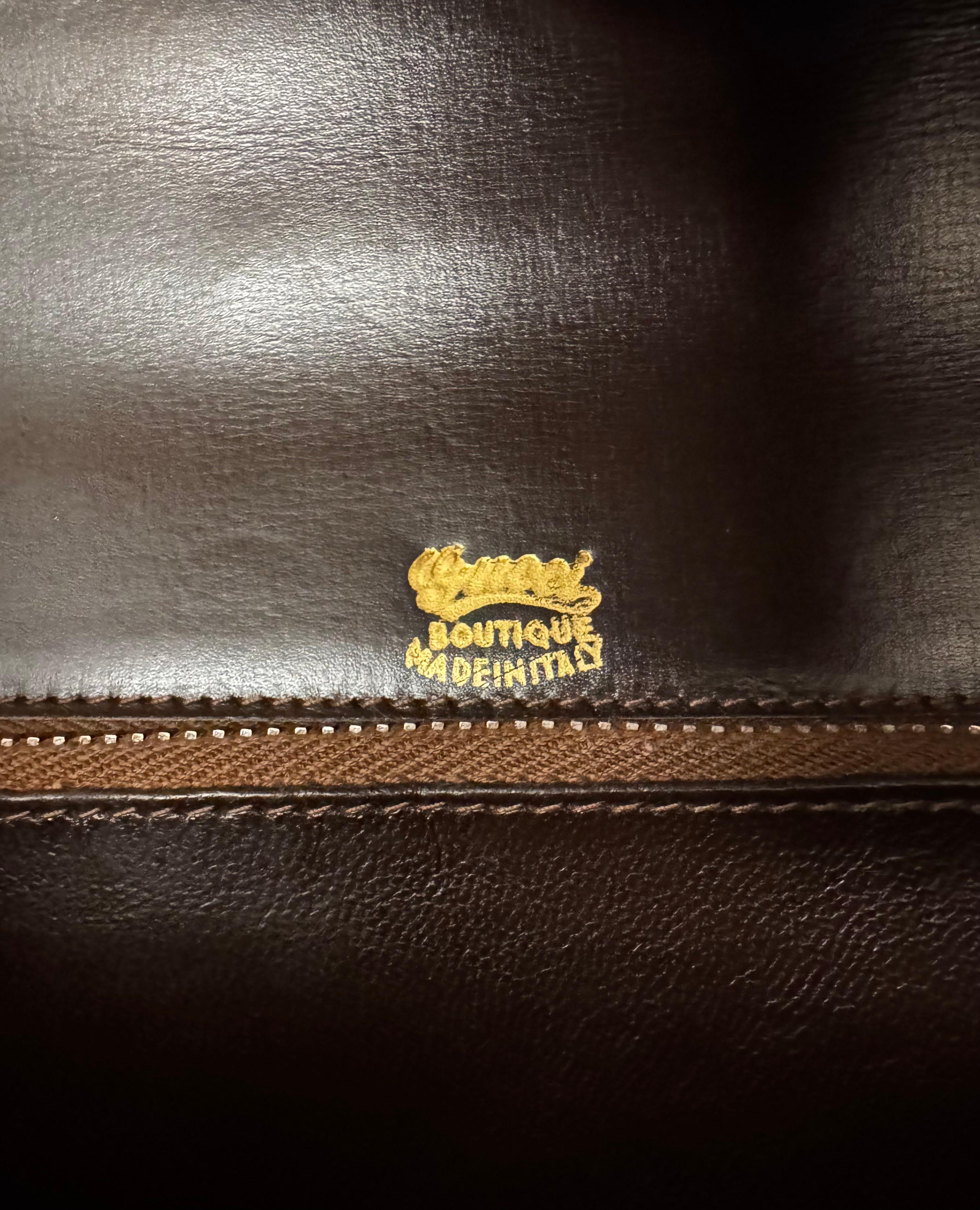 1970s Vintage GUCCI Boutique Leather Shoulder Bag Turnlock Brown For Sale 6
