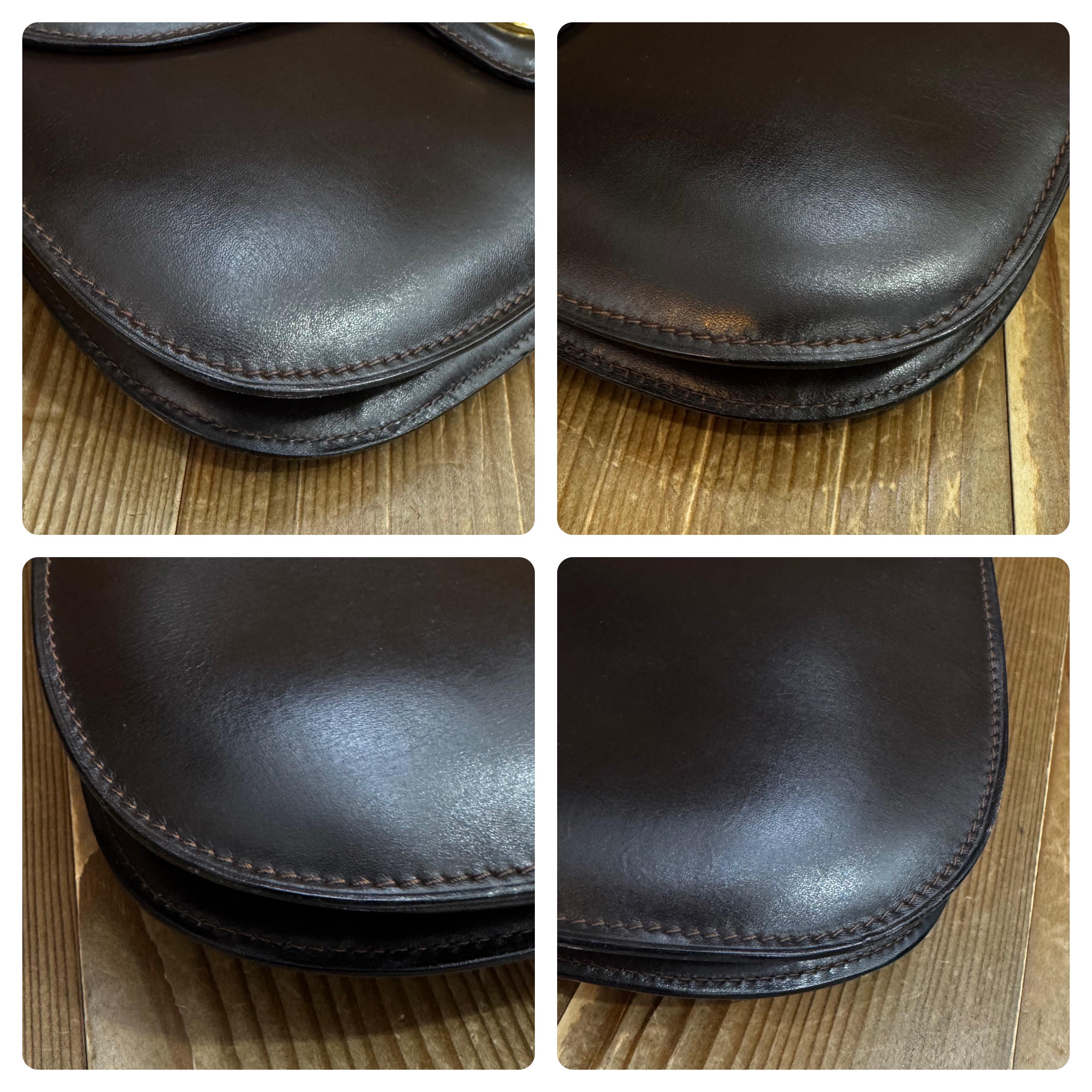 Women's or Men's 1970s Vintage GUCCI Boutique Leather Shoulder Bag Turnlock Brown For Sale