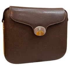 1970s Vintage GUCCI Box Crossbody Bag Pigskin Leather Brown