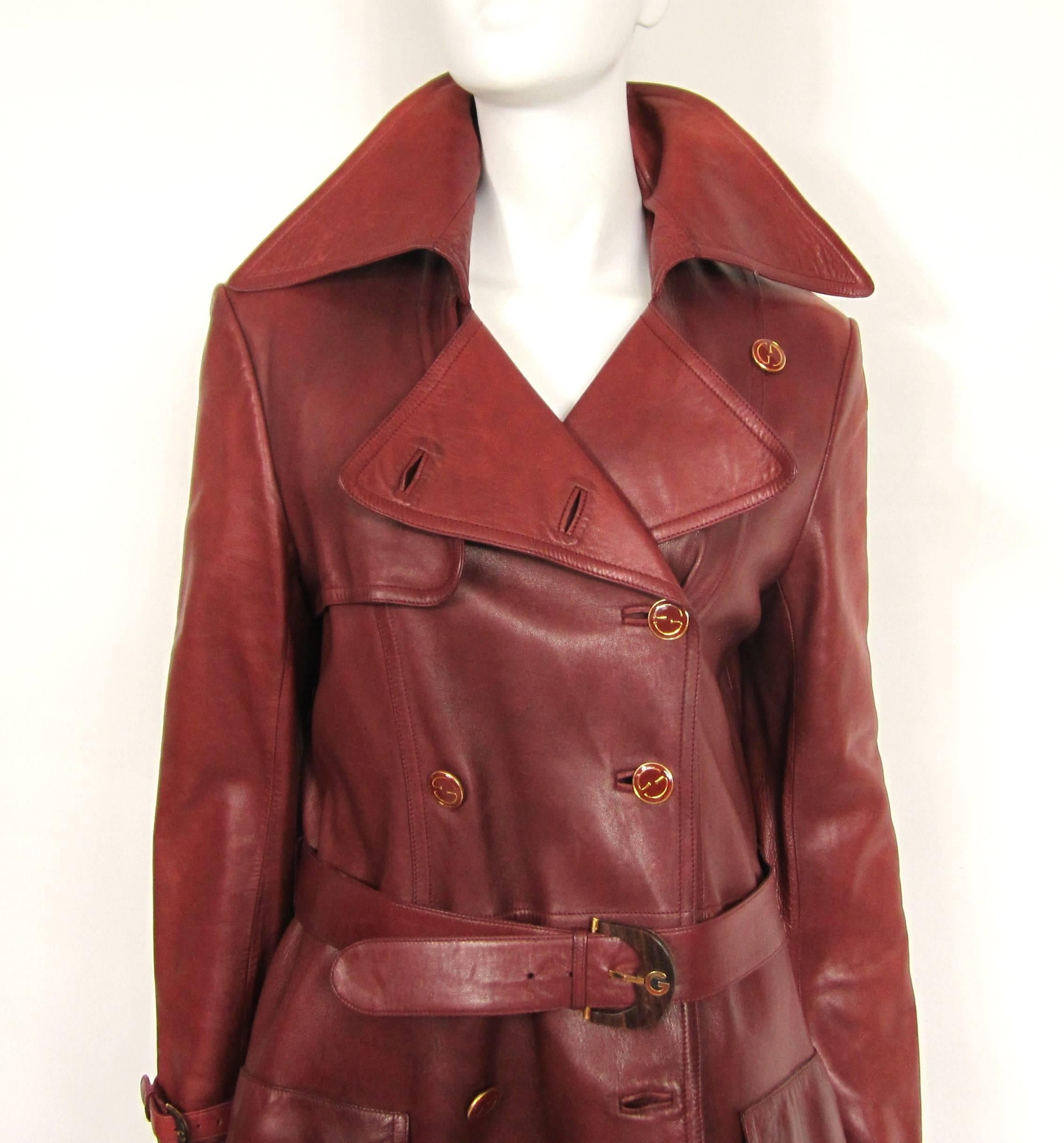 gucci leather trench coat