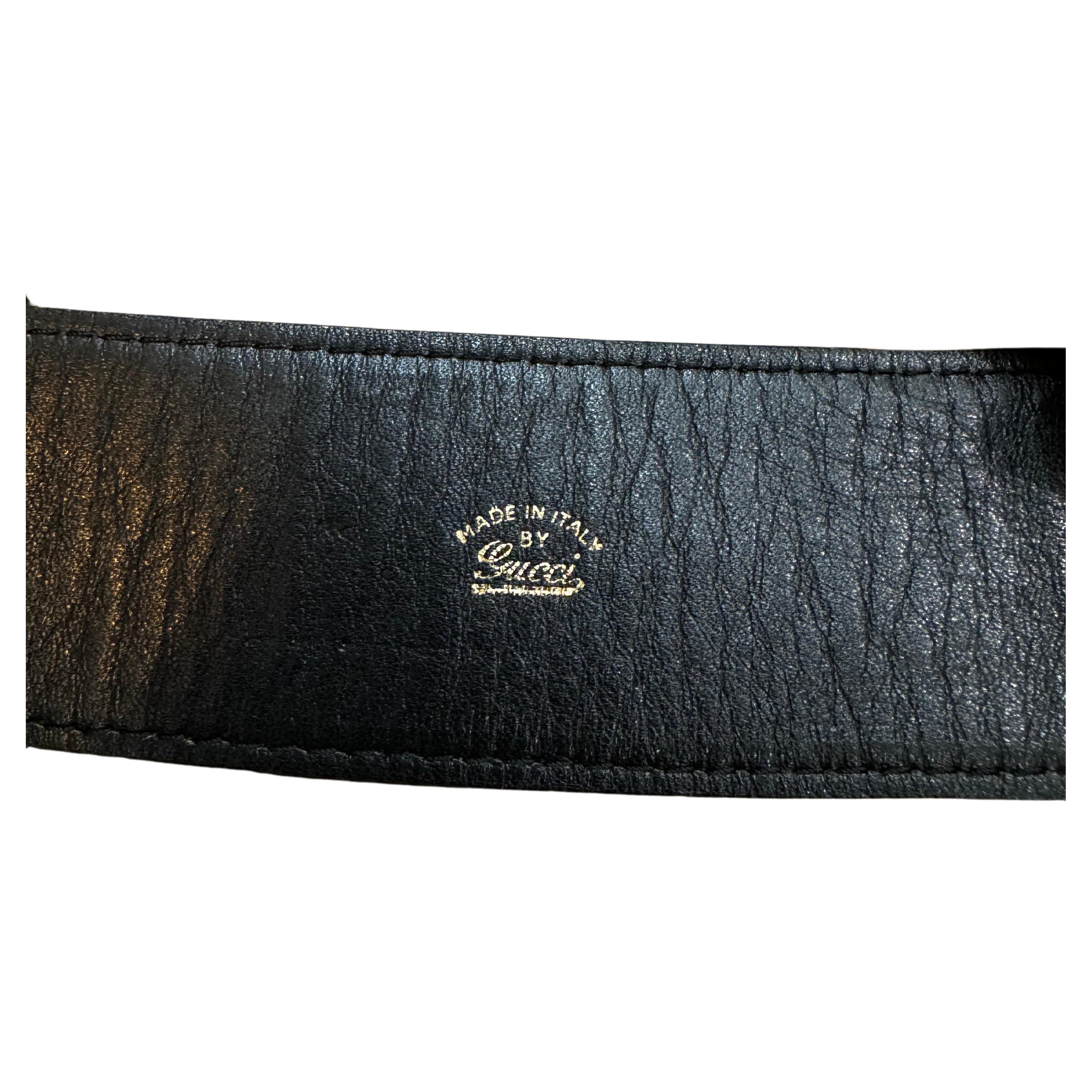 1970 Vintage GUCCI Ceinture en cuir de veau Noir Unisex en vente 1