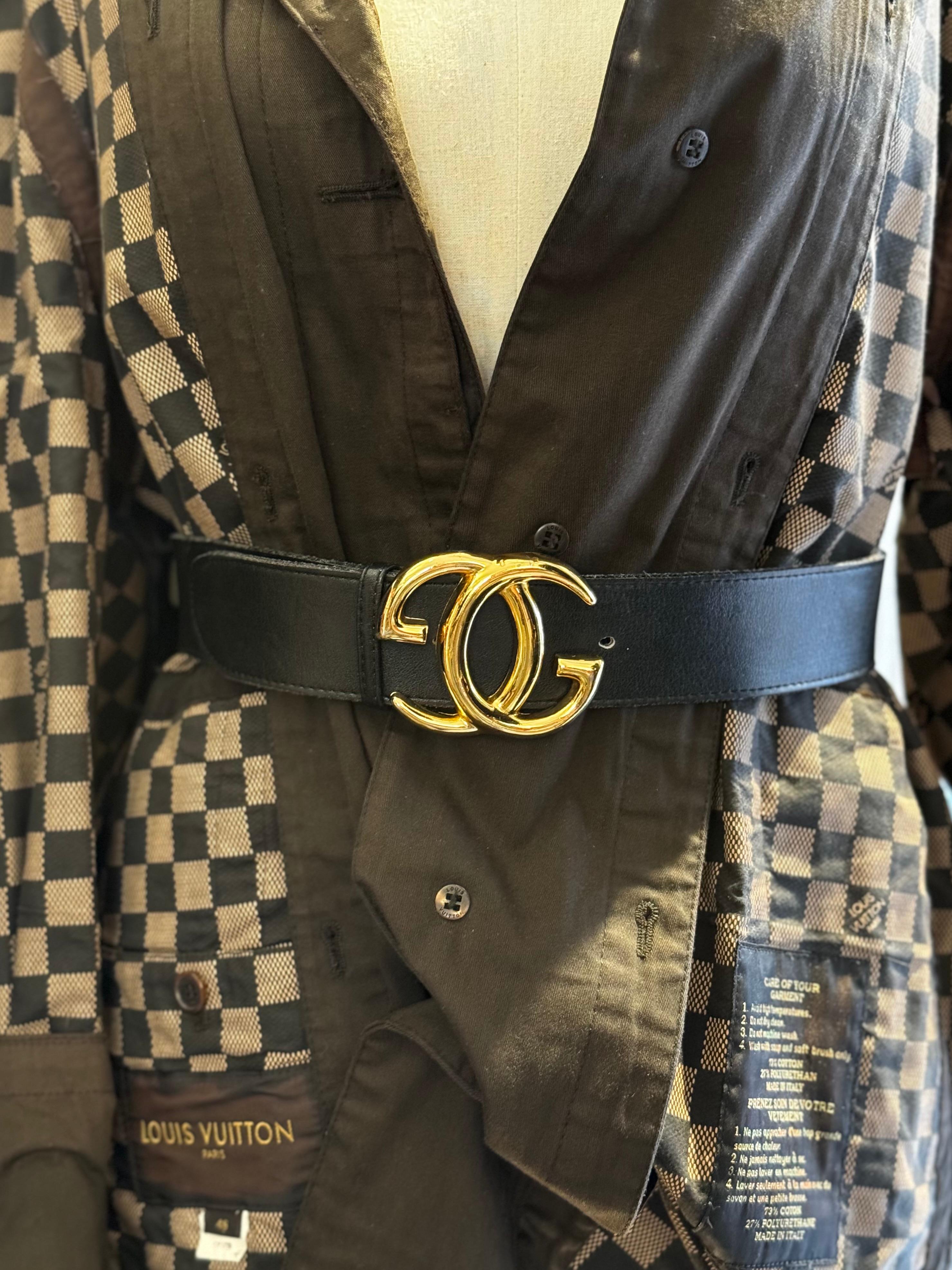 1970 Vintage GUCCI Ceinture en cuir de veau Noir Unisex en vente 3