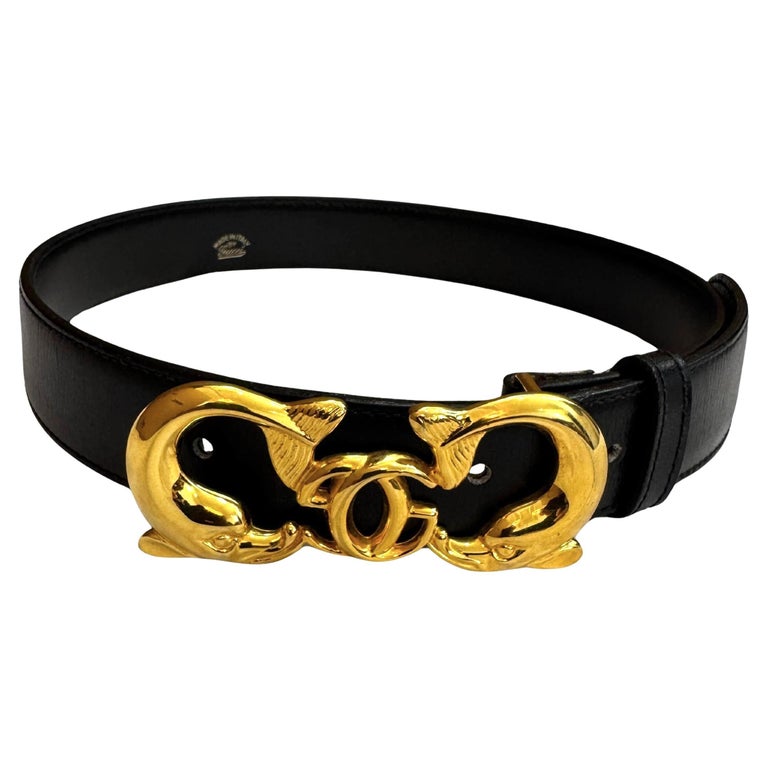 1970s Vintage GUCCI Dolphin GG Calfskin Leather Belt Black  display picture 3