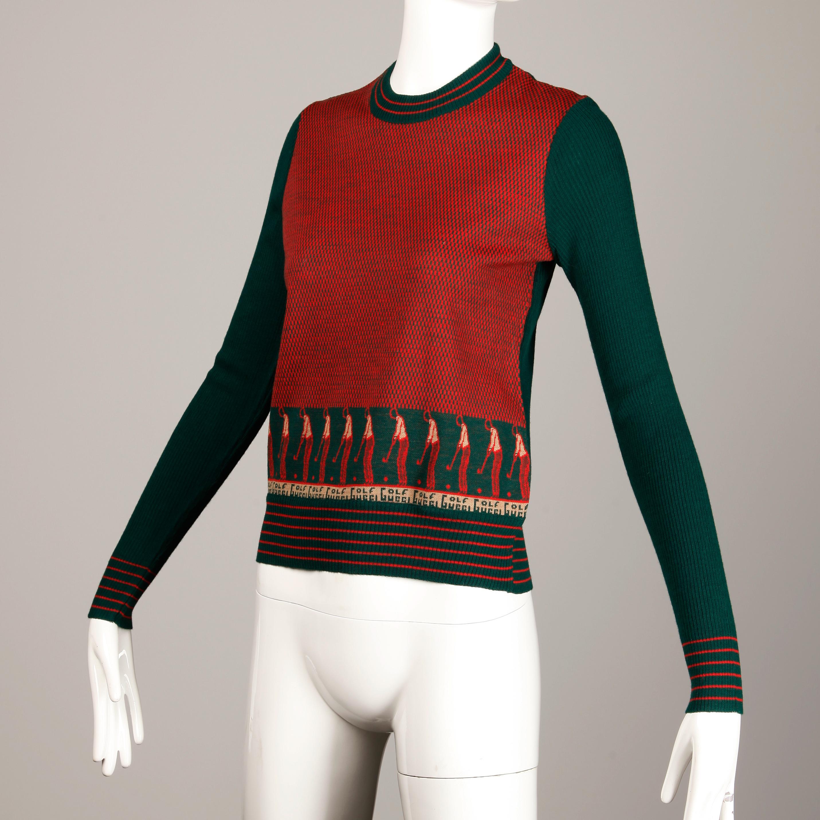 Black 1970s Vintage Gucci Golf Sweater Top