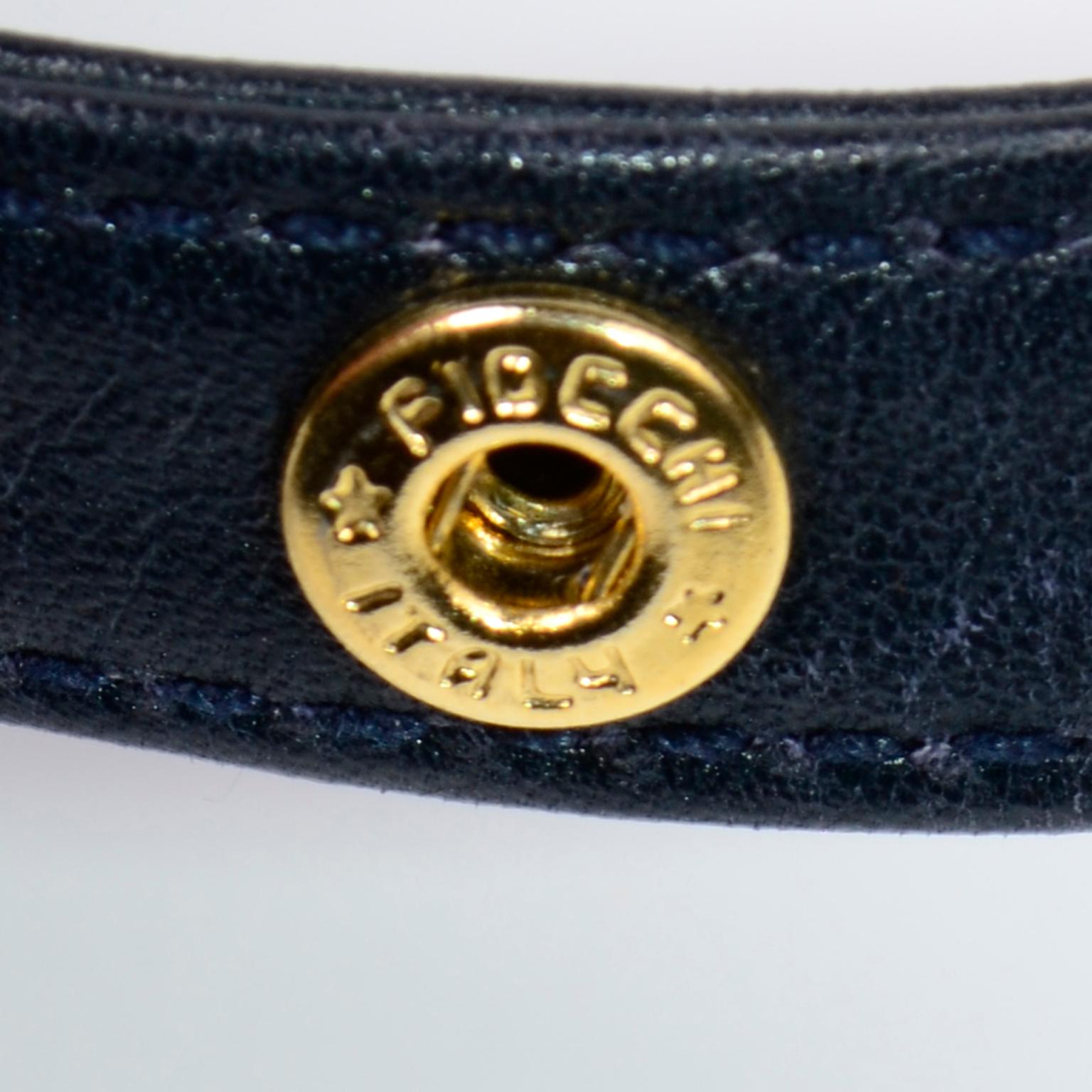 1970s Vintage Gucci Handbag Navy Midnight Blue Leather Shoulder Bag  7
