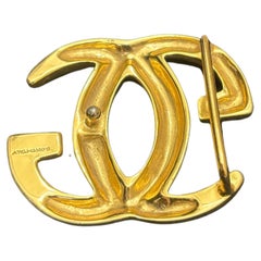 1970s Vintage GUCCI Massive Gold Toned GG Belt Buckle Unisex