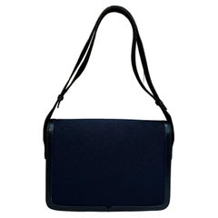 1970s Vintage GUCCI Micro GG Jacquard Leather Shoulder Bag Navy