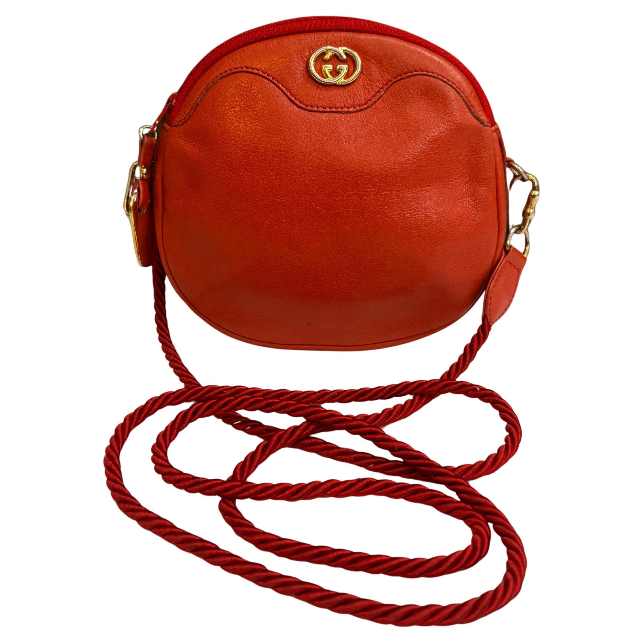 1970s Vintage GUCCI Mini Crossbody Bag Red Leather