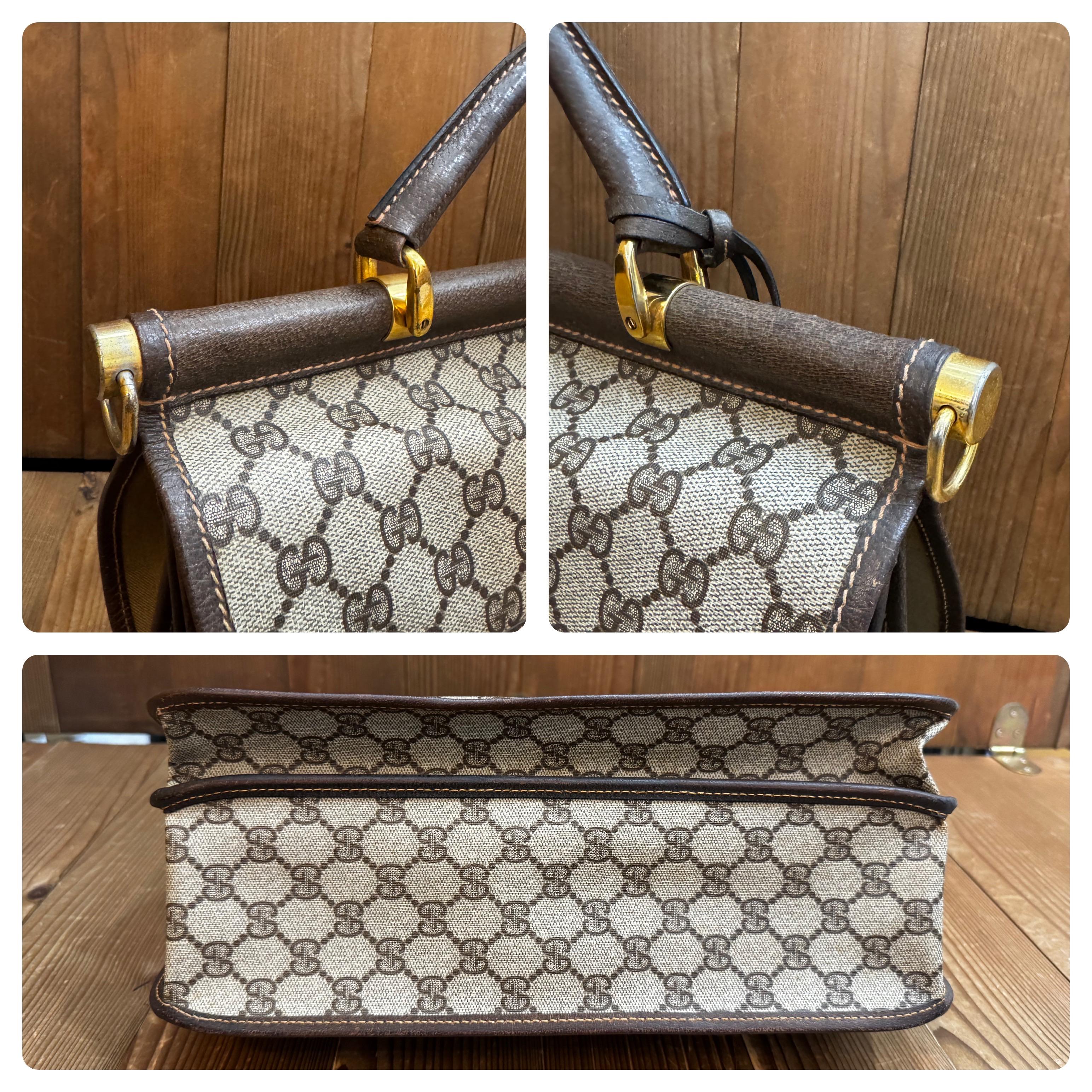 1970s Vintage GUCCI Monogram Canvas Briefcase Business Bag Brown 2