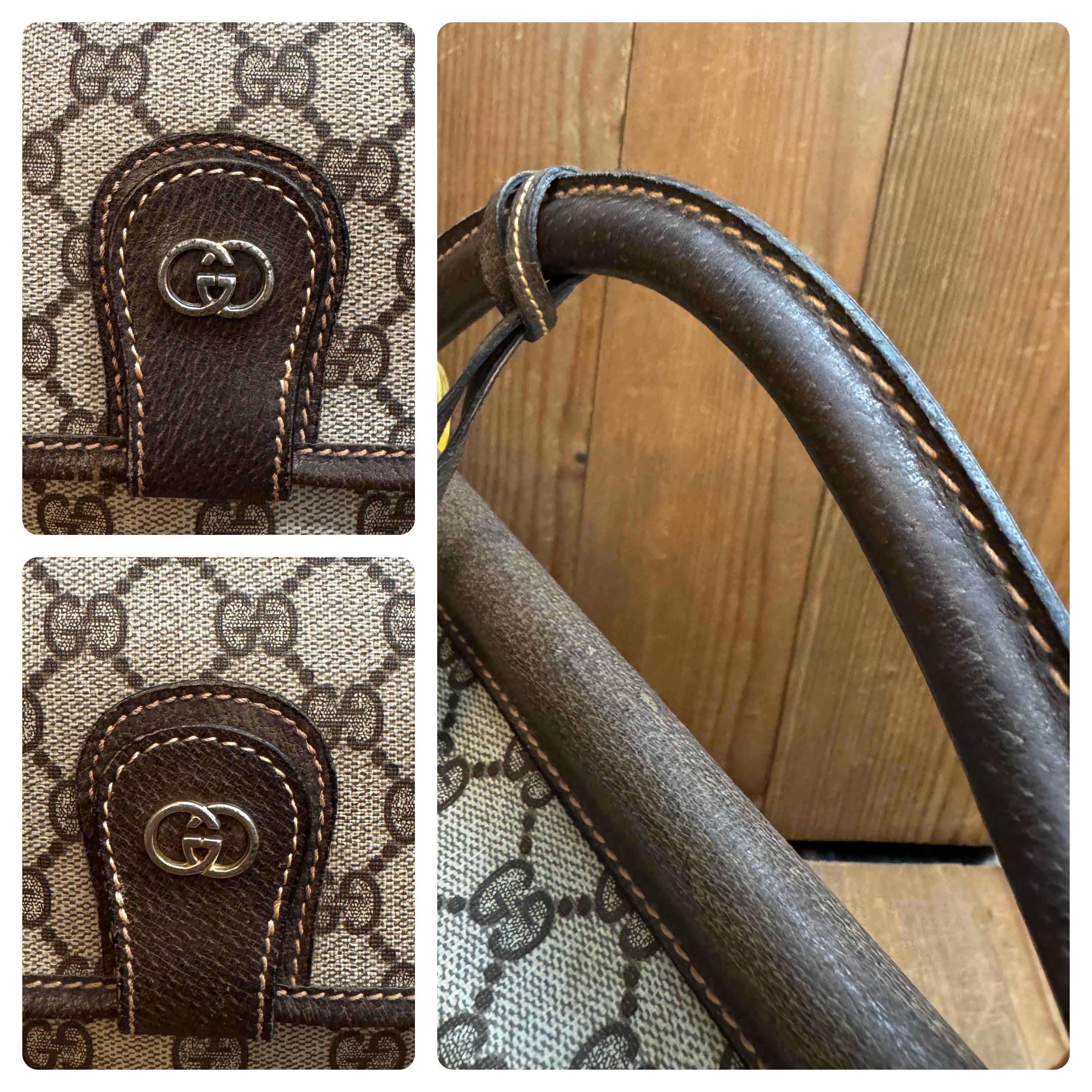 1970s Vintage GUCCI Monogram Canvas Briefcase Business Bag Brown 3