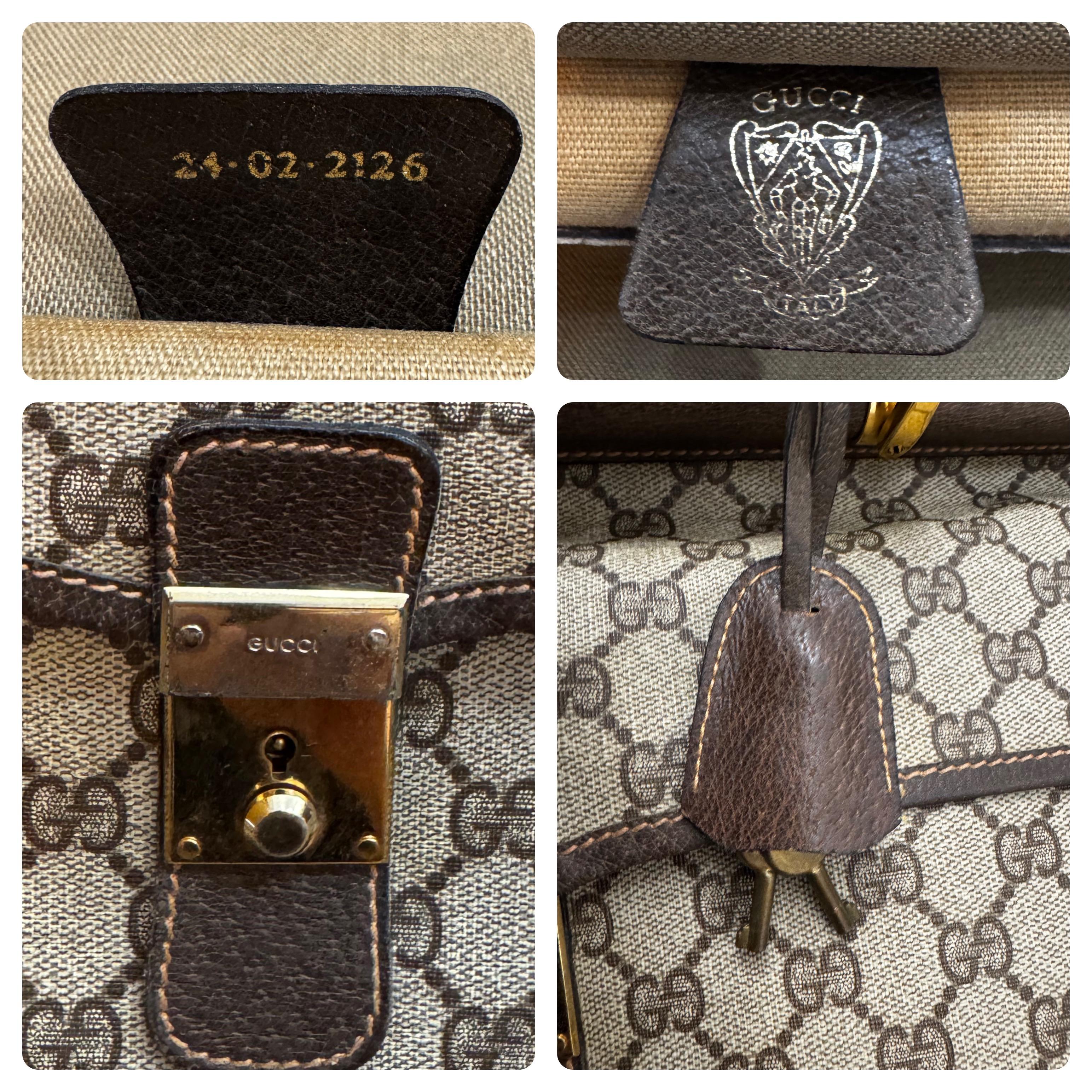1970s Vintage GUCCI Monogram Canvas Briefcase Business Bag Brown 4