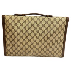 1970s Vintage GUCCI Monogram Canvas Business Bag Brown