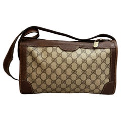 1970 Vintage GUCCI Monogram Canvas Shoulder Bag Brown