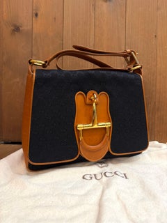 1970s Vintage Gucci Monogram GG Jacquard Horsebit Borsa a tracolla Nero