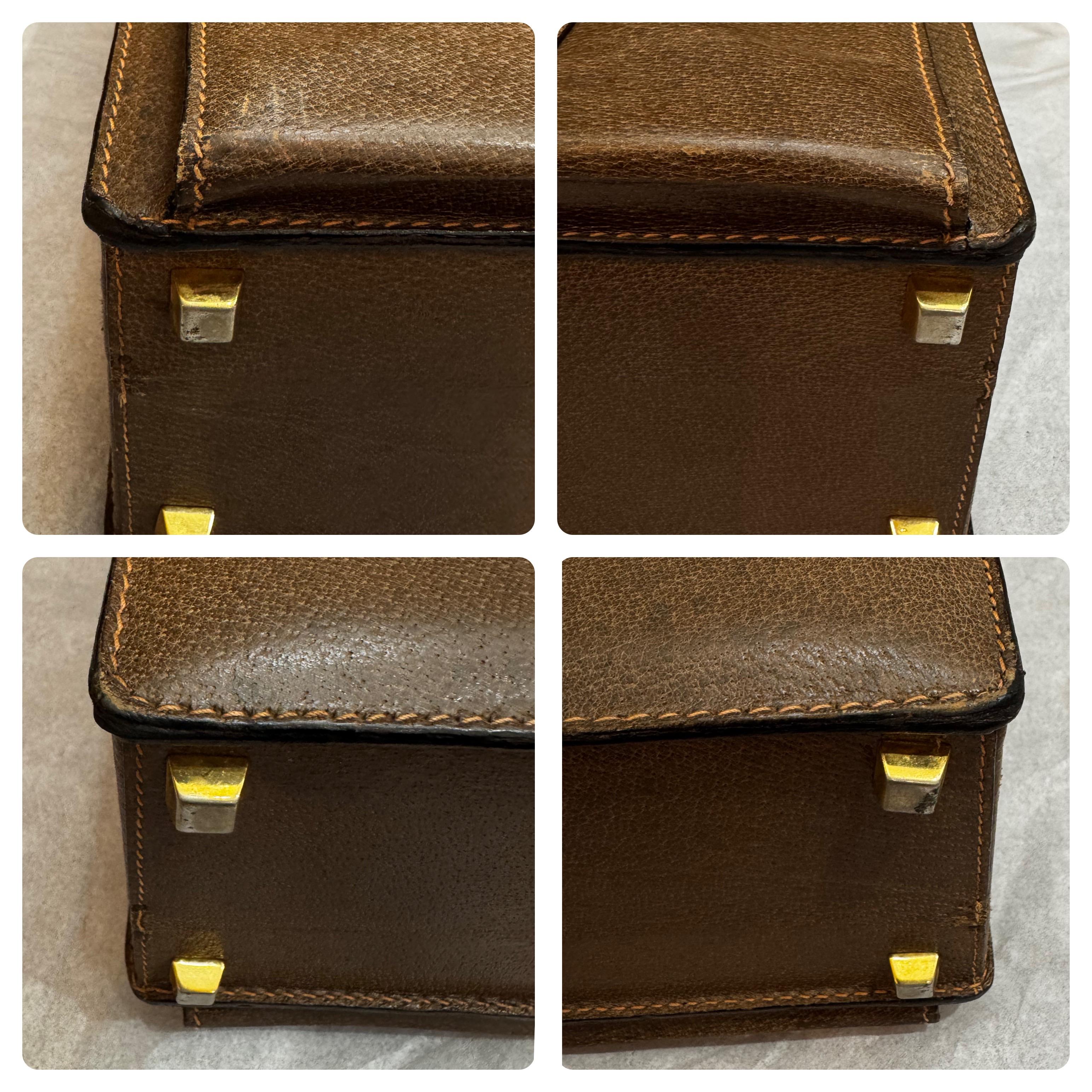 1970s Vintage GUCCI Pigskin Leather Briefcase Trunk Attaché Bag Brown 3