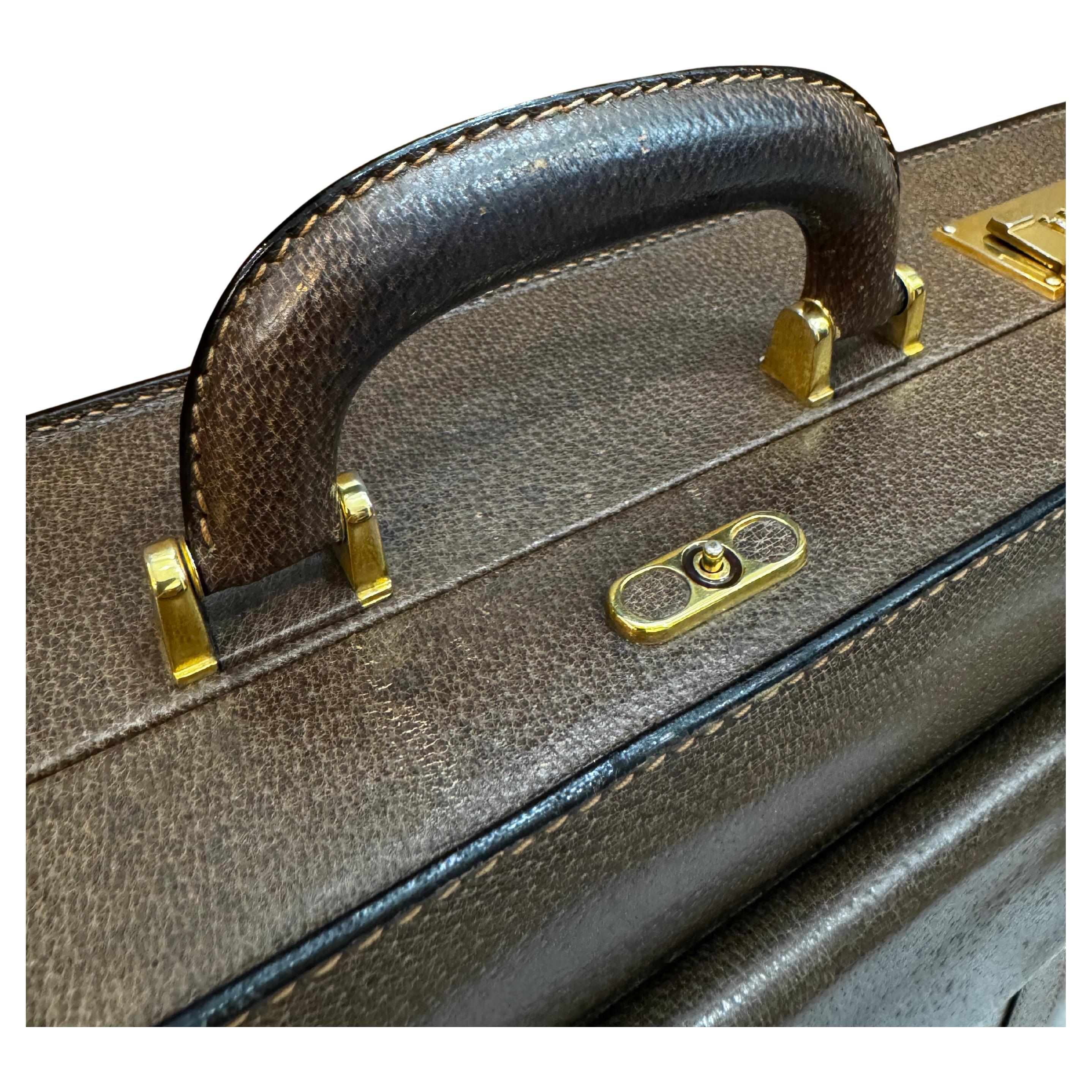 1970s Vintage GUCCI Pigskin Leather Briefcase Trunk Attaché Bag Brown 5