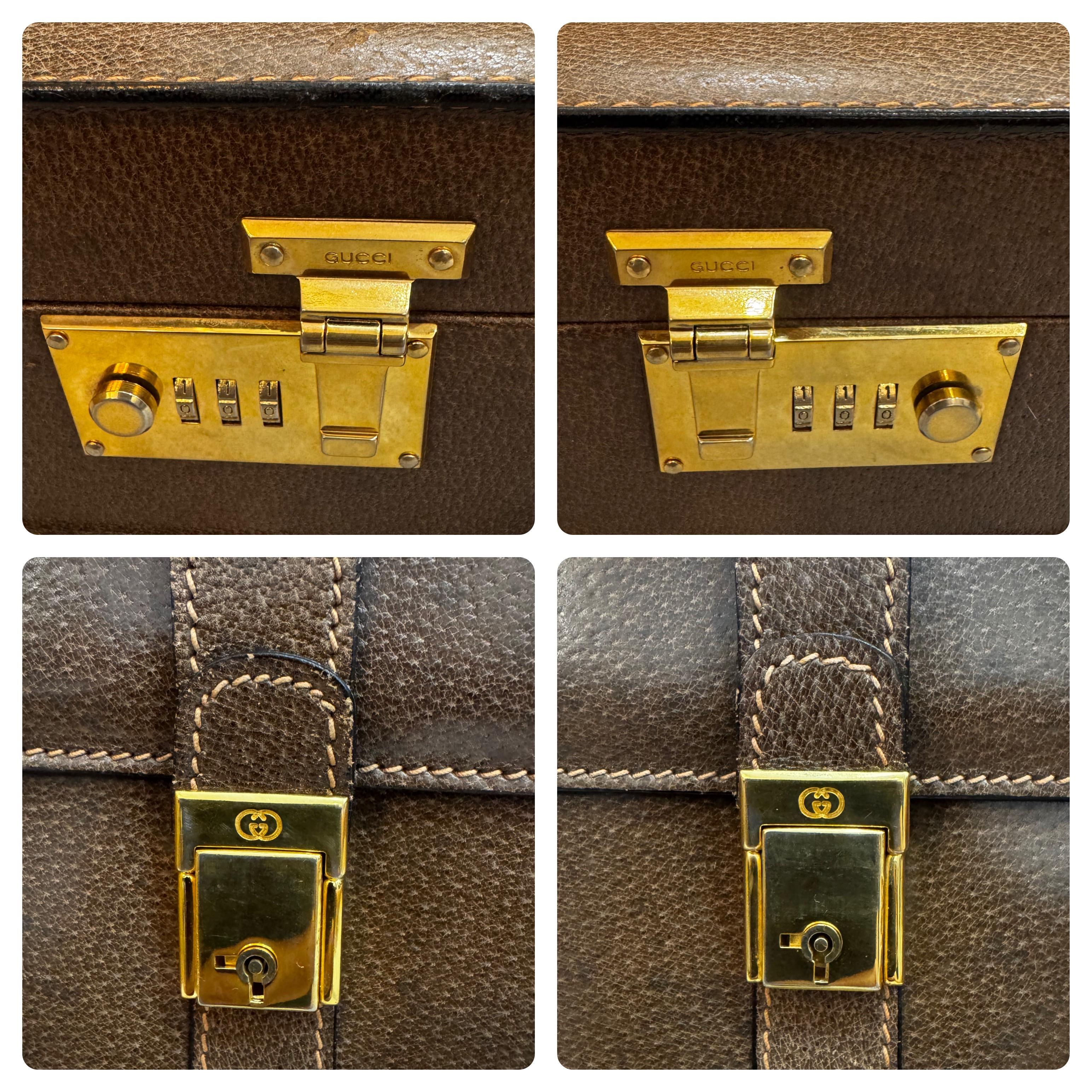 1970s Vintage GUCCI Pigskin Leather Briefcase Trunk Attaché Bag Brown 6