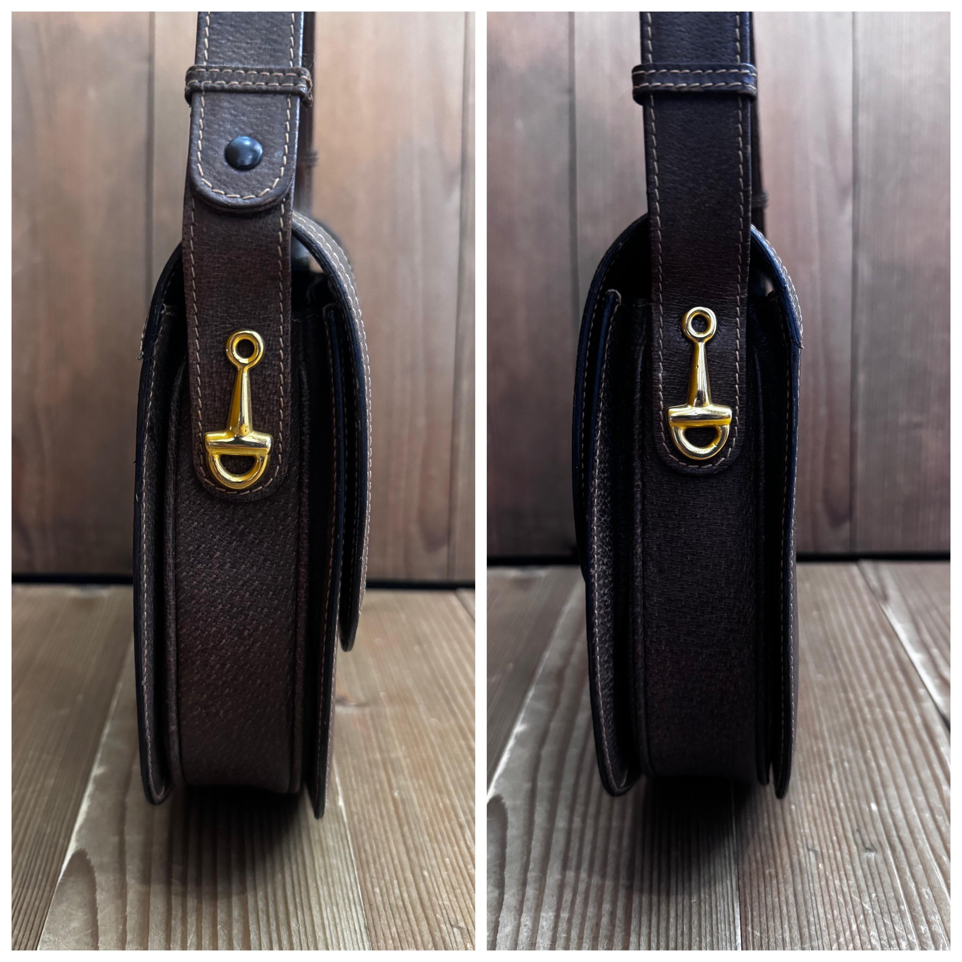 Women's or Men's 1970s Vintage GUCCI Pigskin Leather Shoulder Bag Brown