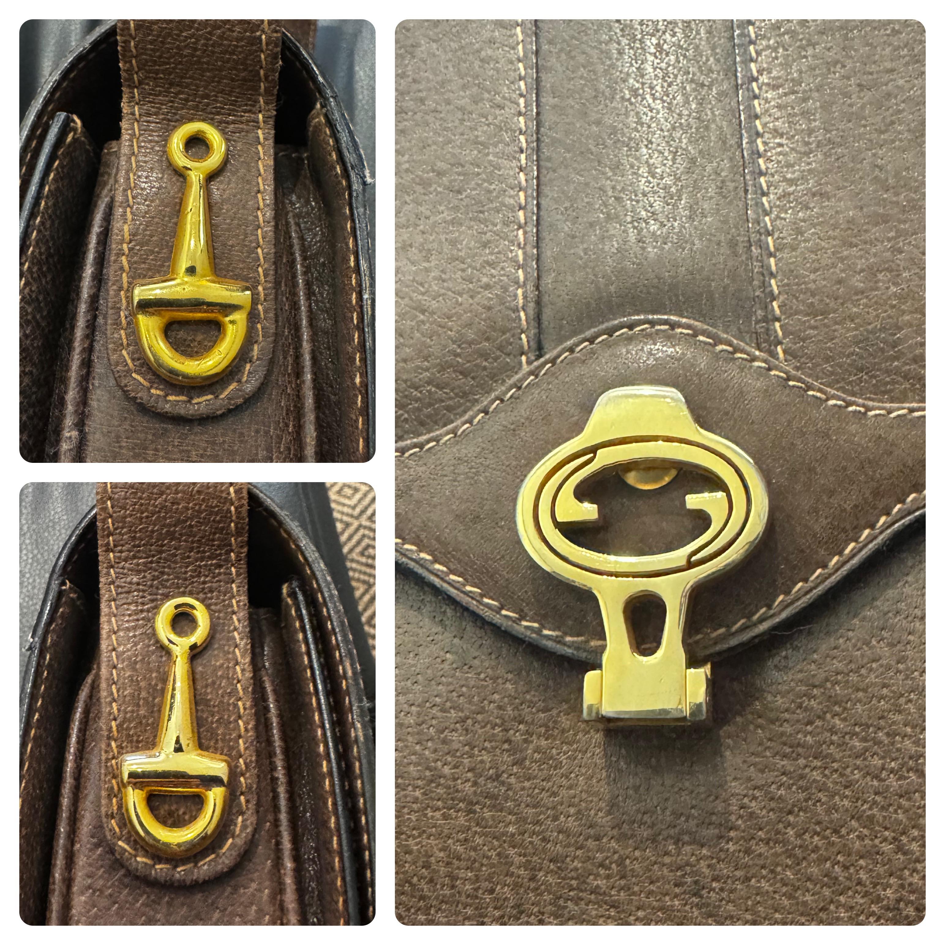 1970s Vintage GUCCI Pigskin Leather Shoulder Bag Brown 1