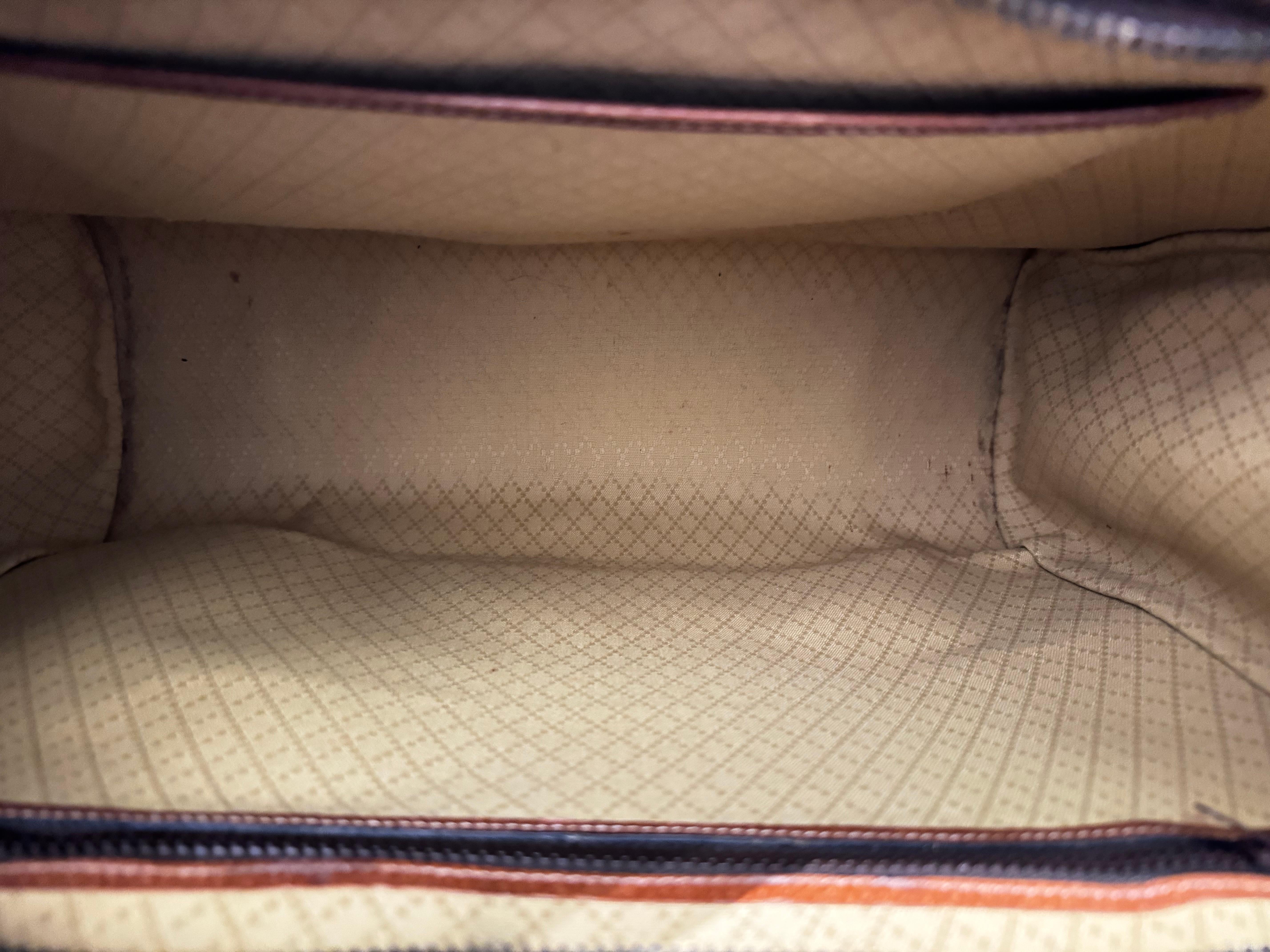 1970s Vintage GUCCI Web Canvas Book Tote Bag Khaki Brown For Sale 4