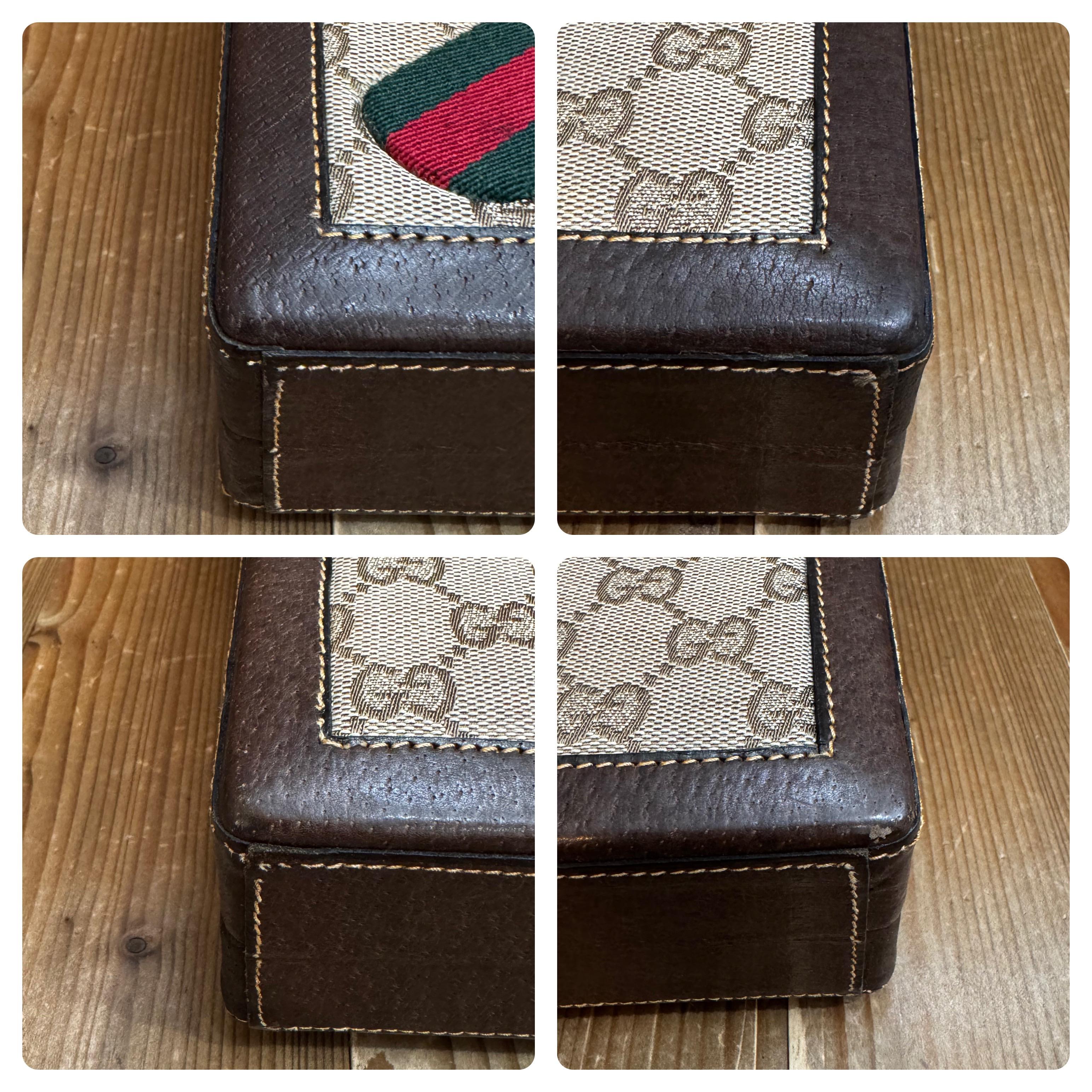 1970s Vintage GUCCI Web GG Jacquard Mini Horsebit Trunk Case Brown For Sale 3