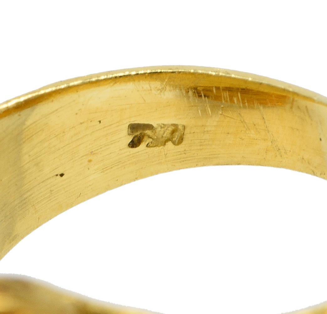 1970's Vintage Guilloche Enamel 18 Karat Gold Statement Ring 2