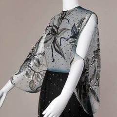 1970s Vintage Hand Painted Silk Ombre Silk Gown with Sequin Embellishment