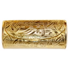 1970s Vintage Handbag Bullocks Wilshire Gold Metal Minaudière Evening Bag