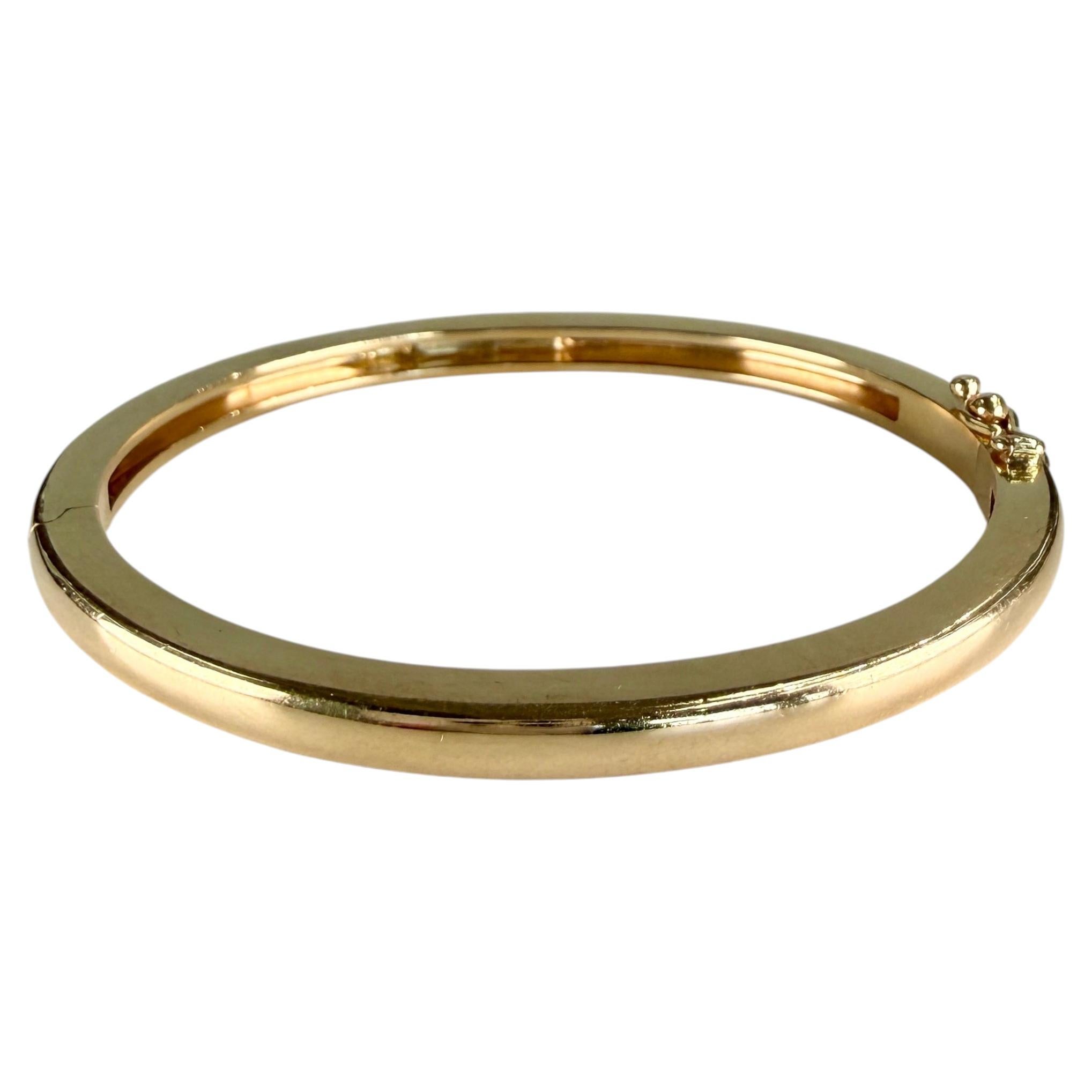Bracciale Bangle Vintage del 1970, fatto a mano, in oro giallo 14k