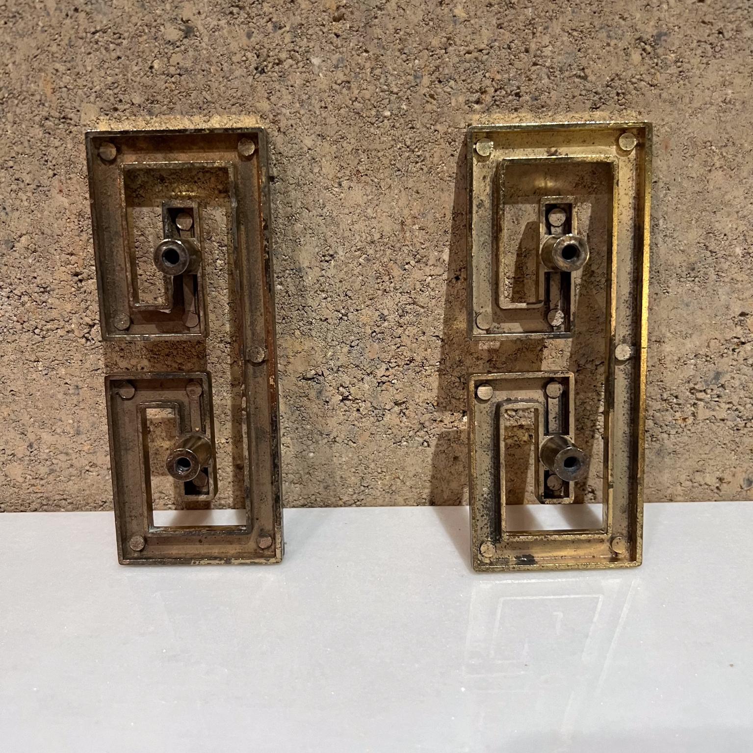 1970s Greek Key Drawer Cabinet Pulls Patinated Brass For Sale 2