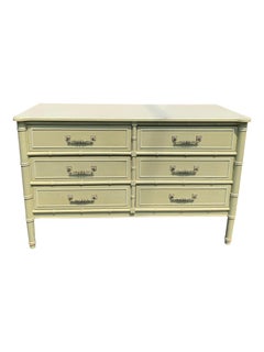 1970s Vintage Henry Link Faux Bamboo Dresser in Coastal Boho Chic Style